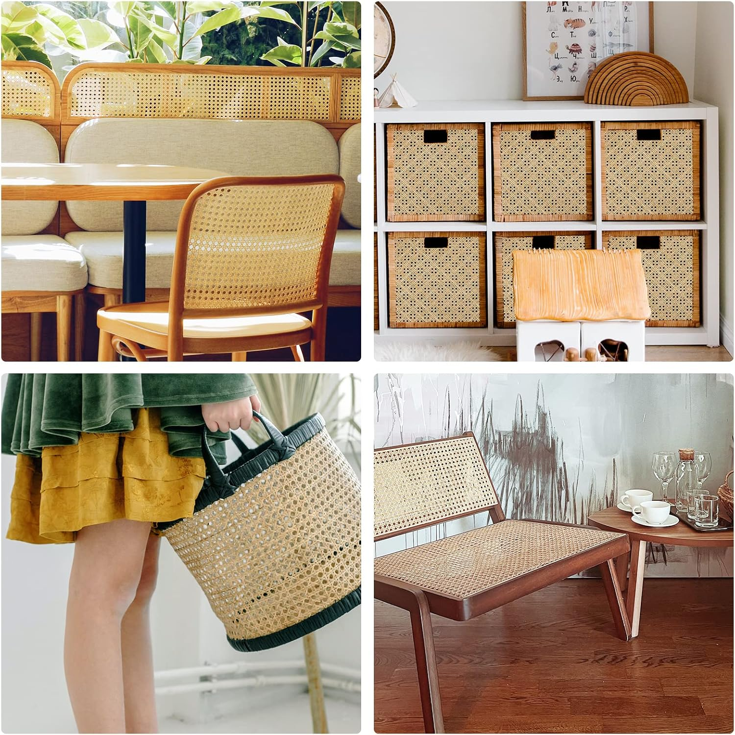 Cane Rattan Webbing Roll, 3.28Ft X 15.8 Inch Woven Open Mesh Cane Natural Rattan Webbing Rattan Webbing for Caning Projects Wide Rattan for DIY Crafts Cabinet Chair Furniture image number 6