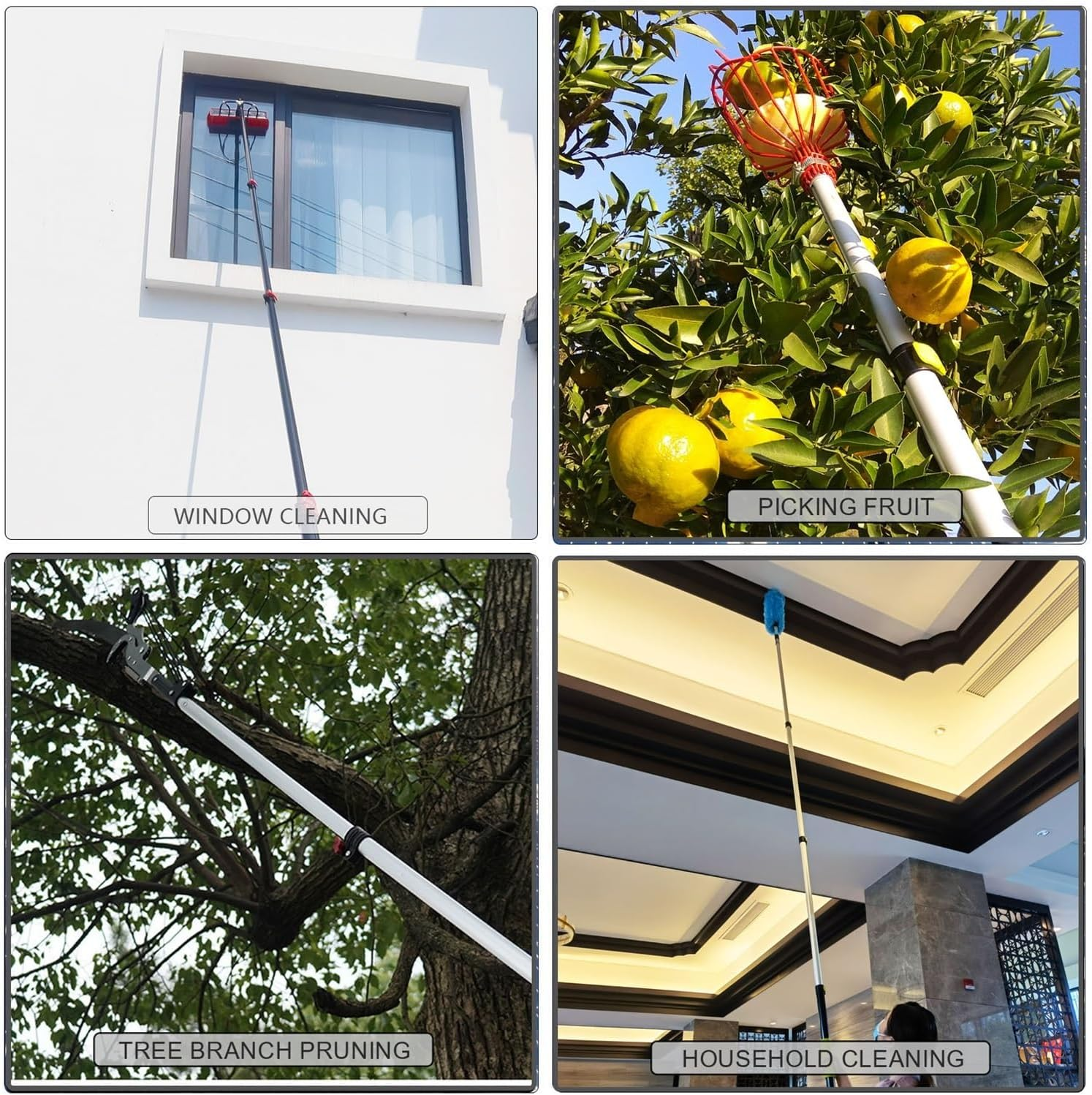 12/15/20Ft Aluminum Telescopic Pole Heavy Duty Extension Long Handle High Reach Extendable Painting Roller/Cleaning,Extension Rod Spare Parts(20Ft Pole) image number 1