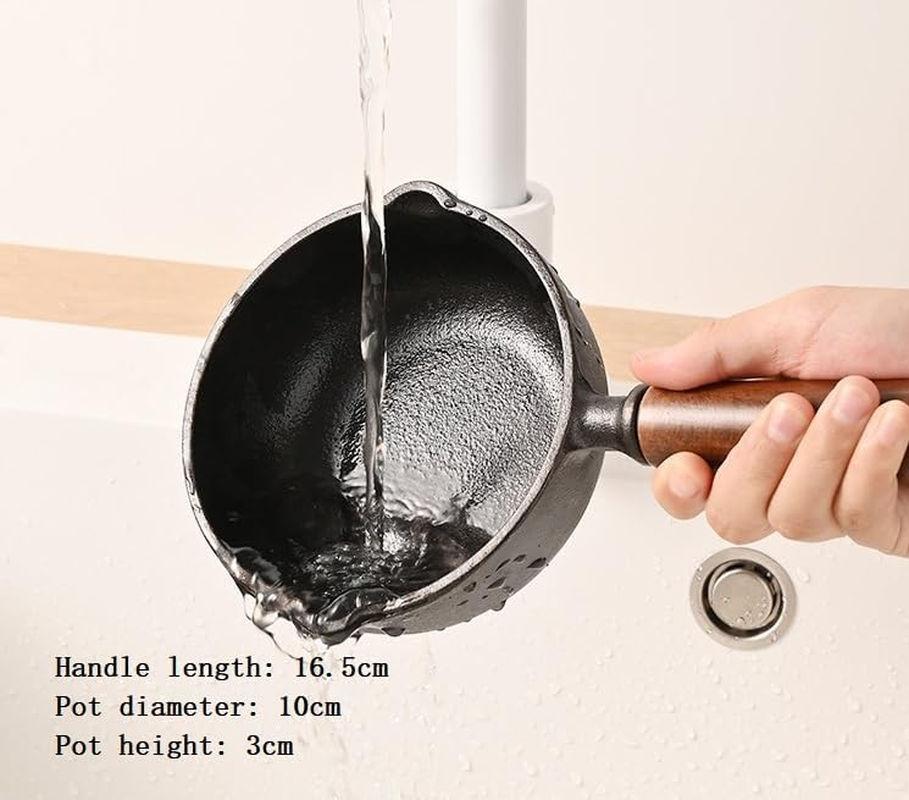 Cast Iron Melting Pot Sauce Pan, Sturdy and Practical Cast Iron Saucepan with Handheld Handle for Making Small Cakes (Black, 10 * 3Cm) image number 1