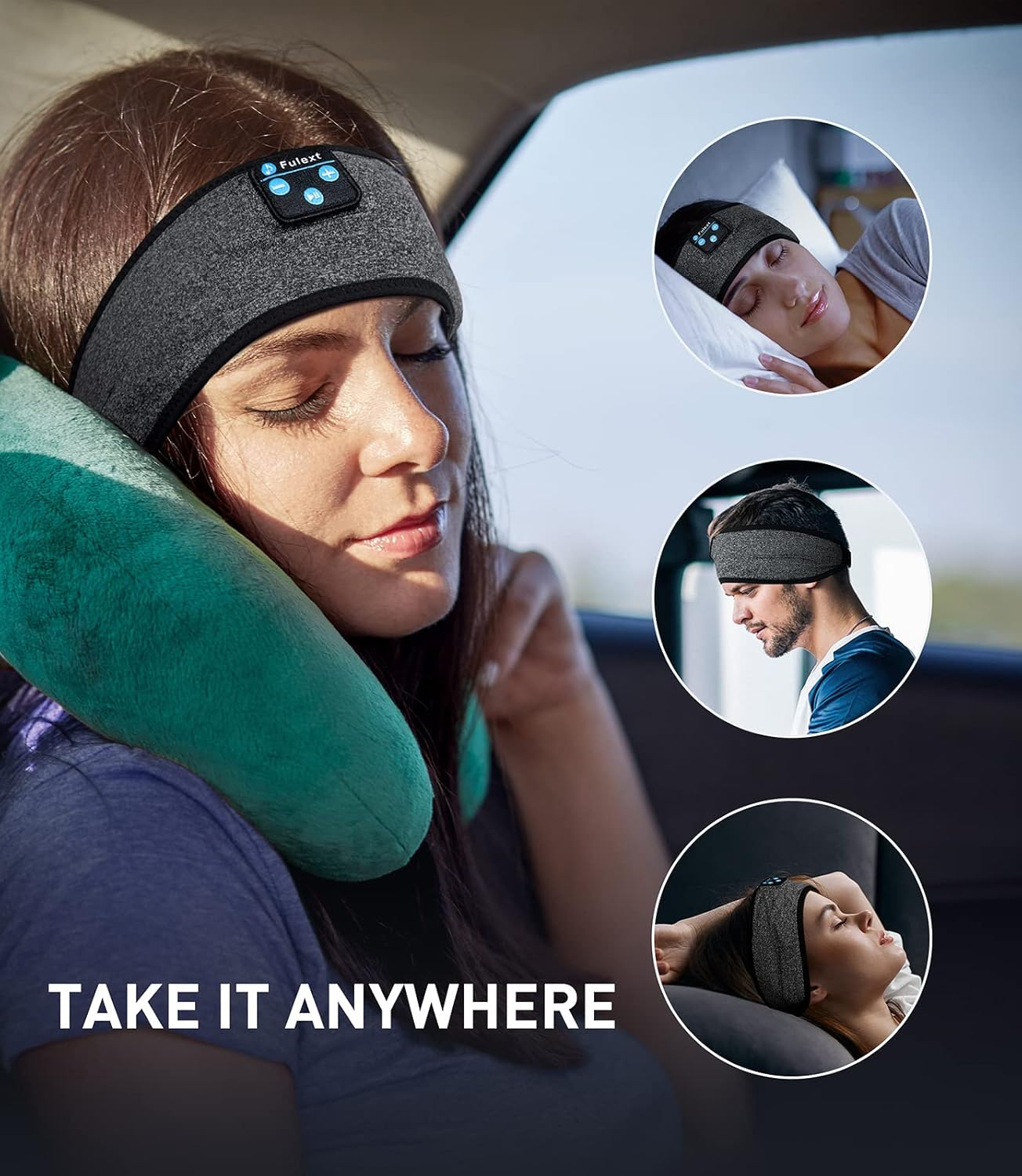 Voerou Sleep Headphones Bluetooth Headband Headphones, Adjustable Sleeping Headphones, 10+ Hours Play Time with Stereo HD Hi Fi Speakers, Perfect for Sleep, Workout, Yoga, Travel, Insomnia, Meditation image number 5