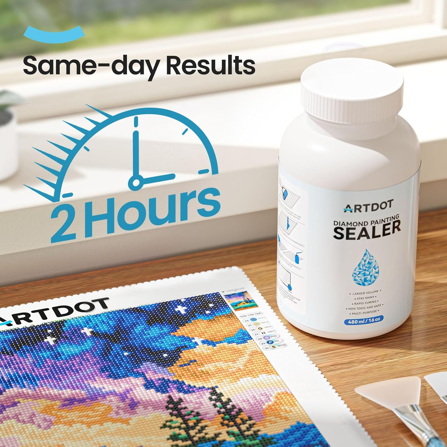 ARTDOT 16 Oz/480 Ml Diamond Painting Sealer Kits for Adults, Large Capacity Glue as Diamond Art Accessories and Jigsaw Puzzles Tools image number 5