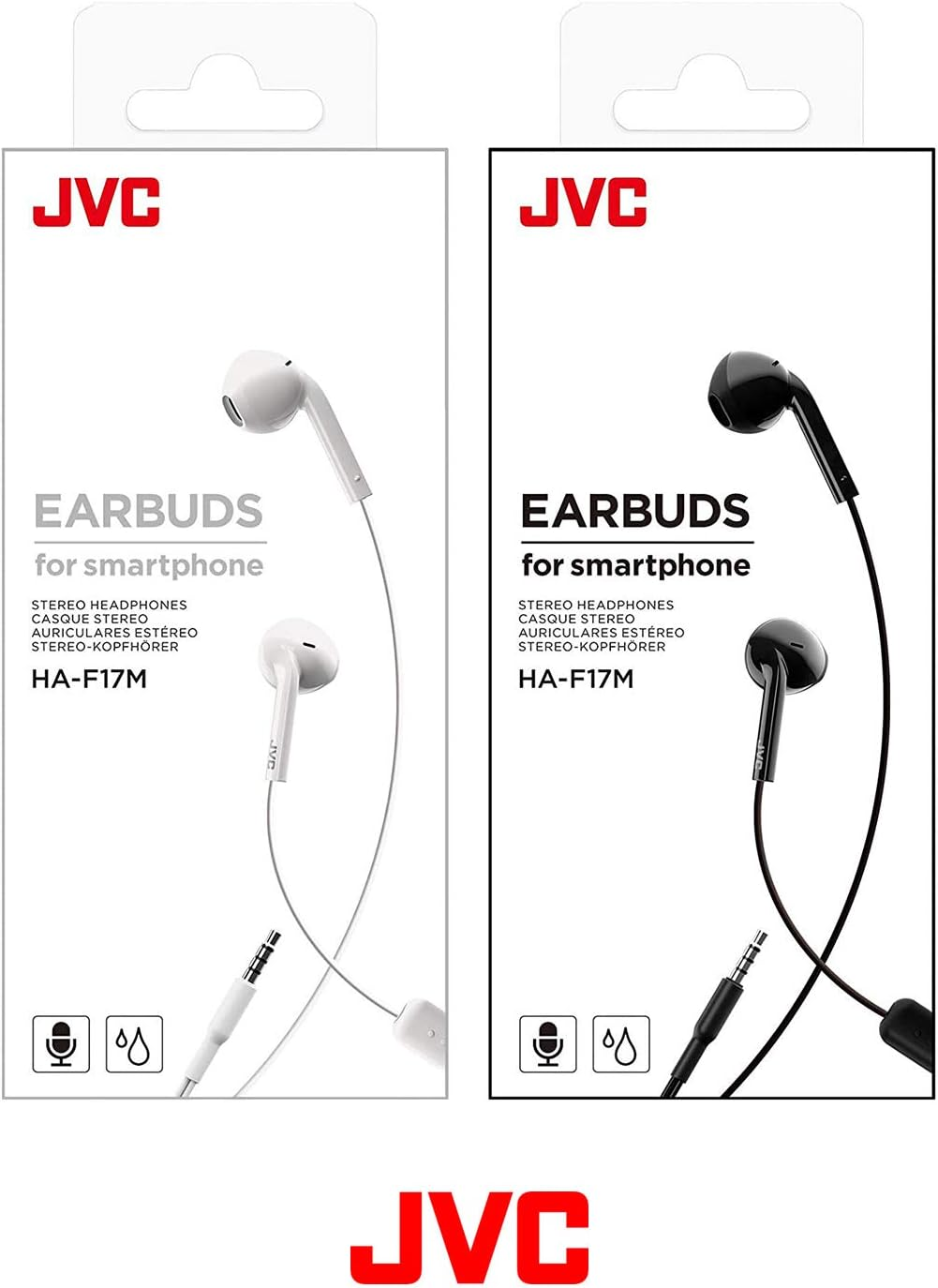 JVC HAF17MW Earbud Headphones with Mic and Remote - White - Black image number 5
