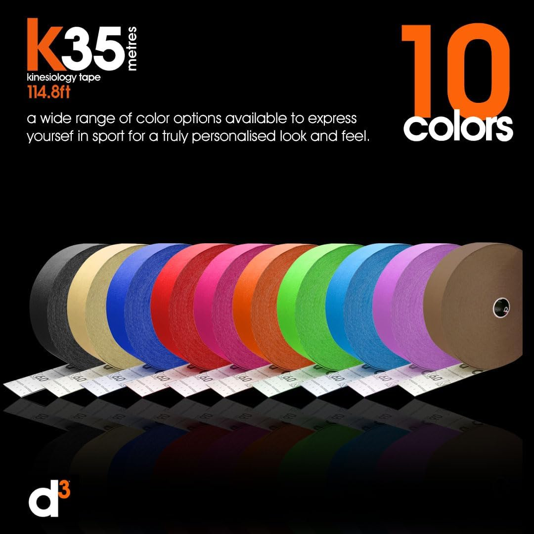 D3 K35 Extra Long Kinesiology Tape Roll 50Mm X 35M Latex-Free Hypoallergenic Joint Muscle Sports Physio Medical Injury Support (Lime)