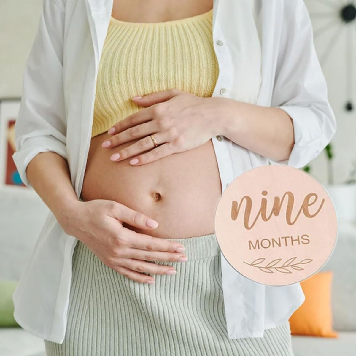 1 Set Newborn Boy/Girl Monthly Milestone Cards,Round Wooden Newborn Milestone Discs,For Monthly Growth Photo Props/Gift, Pregnancy Journey,Decoration Cards(12 Pcs,3.9In) image number 6