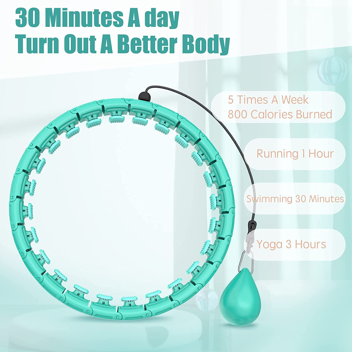 Ourstarry 24 Knots Weighted Hula Hoop plus Size, Smart Waist Hoola Hoops for Adults Fitness image number 3