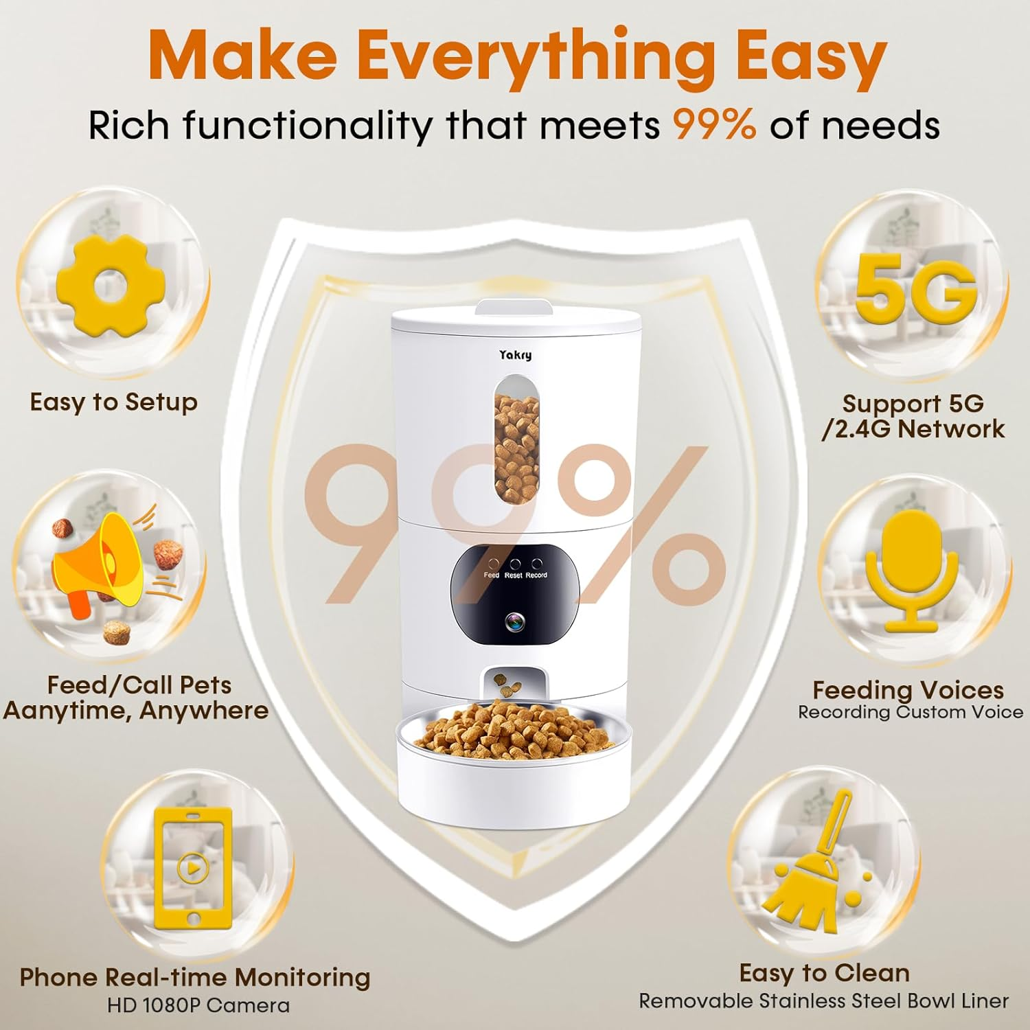 Automatic Cat Feeder with Camera Wifi, Timed Automatic Dog Feeder with Pet Camera: 2-Way Audio, Auto Cat Food Dispenser - HD 1080P Video Recording, Night Vision, Pet Food Dispenser with App Control image number 1