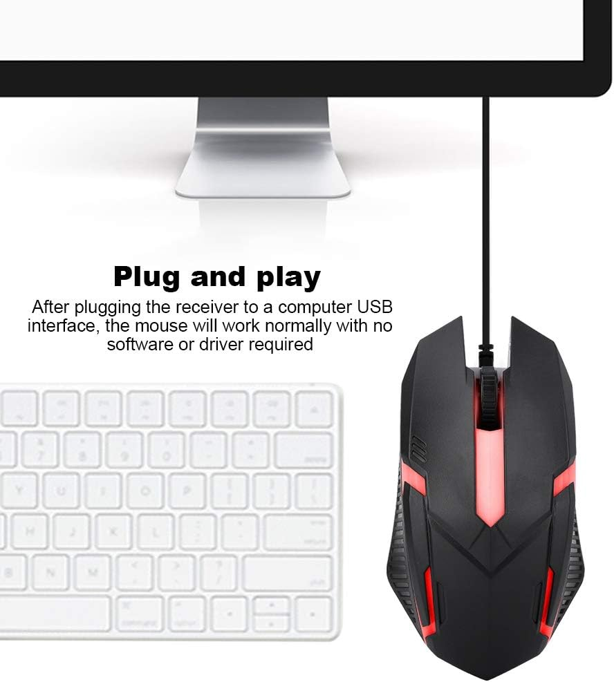 MS11 Wired Mouse 1600DPI RGB Backlit Ergonomic Gaming Mouse for Notebook, PC, Laptop, Computer - 2 Buttons +1 Wheel