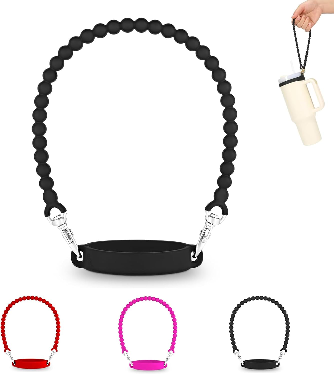 Water Bottle Handle - Water Bottle Sling, Carrier, Holder with Strap - Soft Durable Silicone - Fits Most 8-40Oz Bottles - Compatible Stanley Cup Accessories image number 6