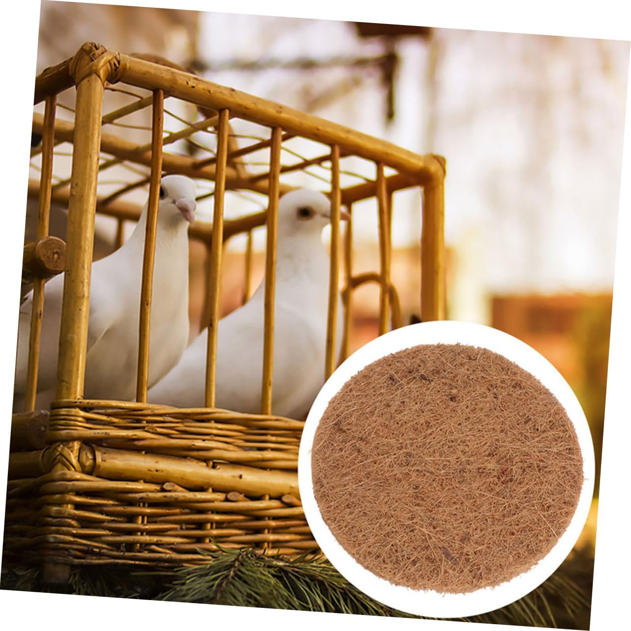 POPETPOP Pack of 12 Brown Silk Rug Nest Material Bird Mat Parrot Breeding Mat Nest Mats Palm Silk Light Brown