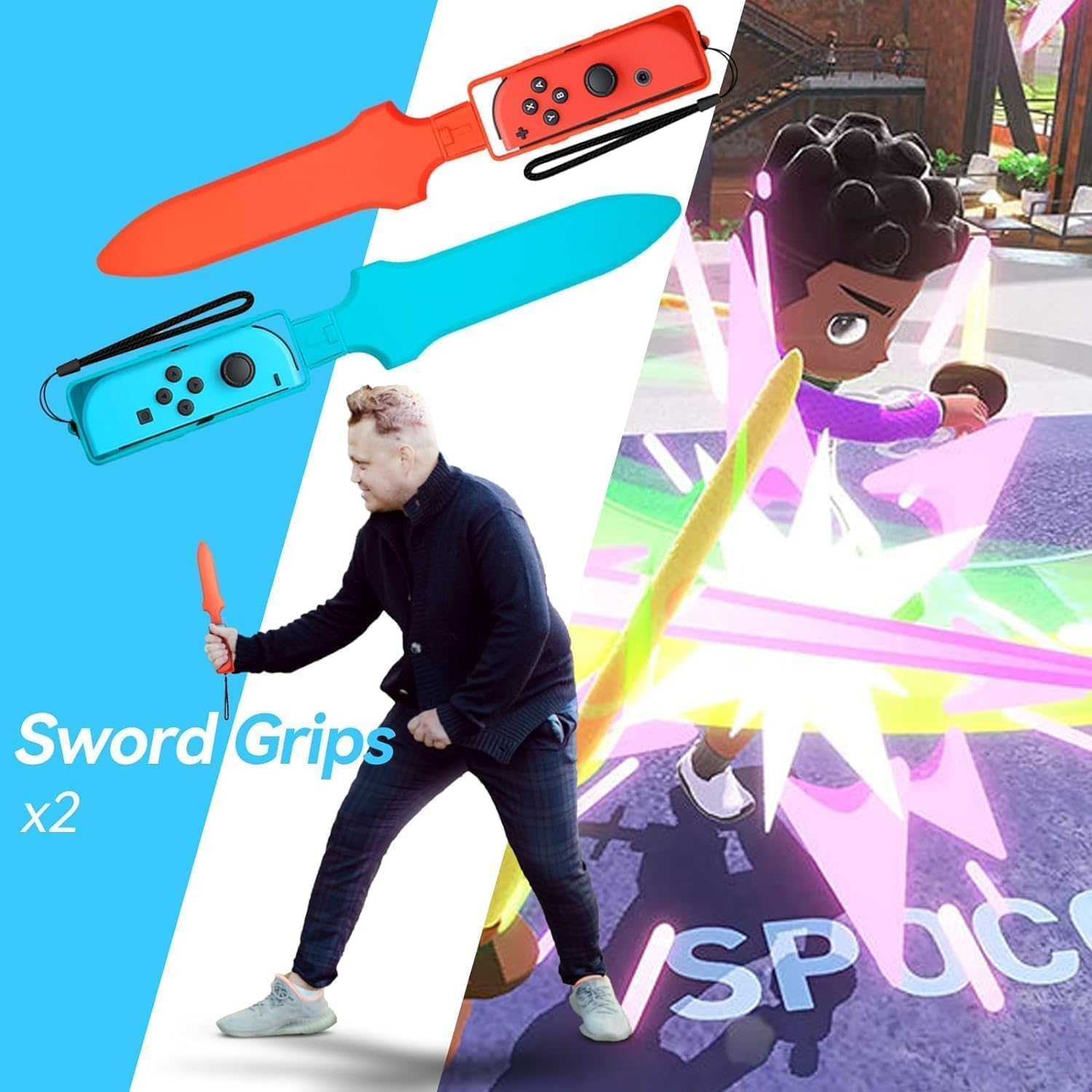 Switch Sports Accessories Bundle -16 in 1 Family Accessories Kit, Compatible with Switch Sports Games,Family Accessories Kit for Switch/Oled Sports Games:Golf Clubs,Tennis Rackets,Sword image number 4