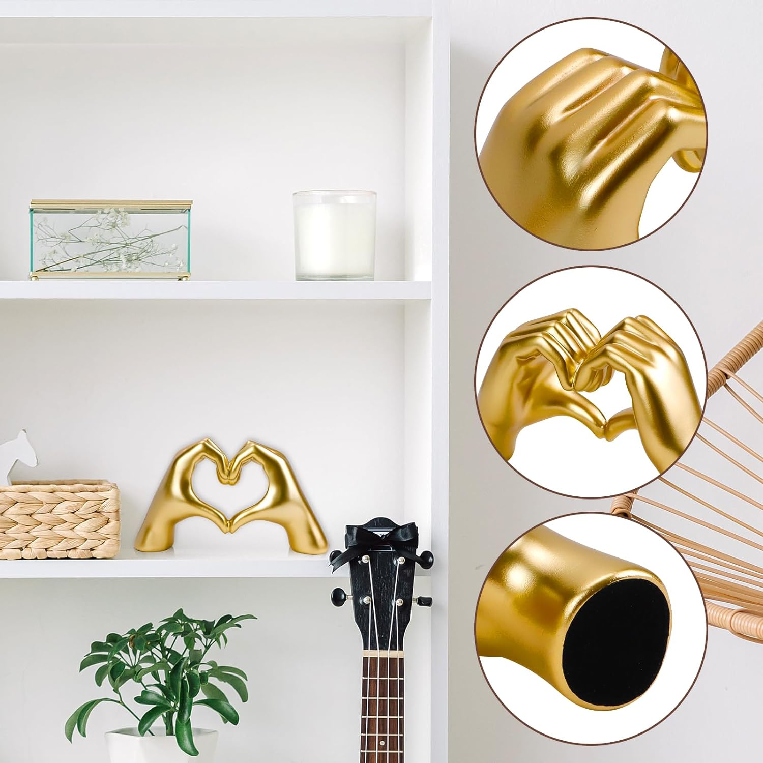 Modern Gesture Statue Home Living Room Decor, Resin Gold Love Finger Art Sculpture Decorative Ornament for Coffee Dining Table Centerpiece Wedding Home Desk Decor image number 3