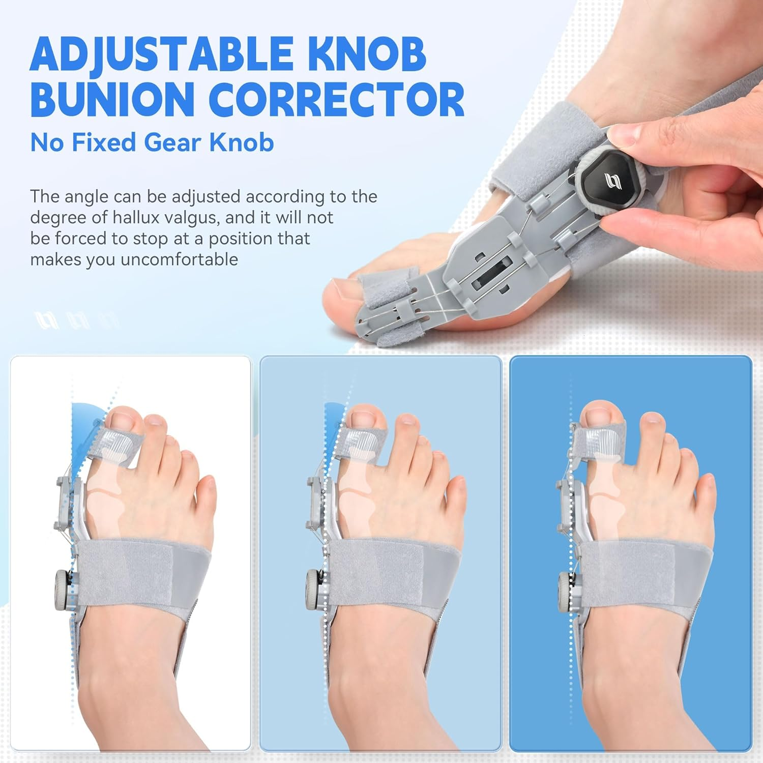 Bunion Corrector for Men & Women, Adjustable Bunion Splint, Big Toe Straightener Pain Relief, Suitable for Left/Right Foot Bunion (1Pcs,Gray)