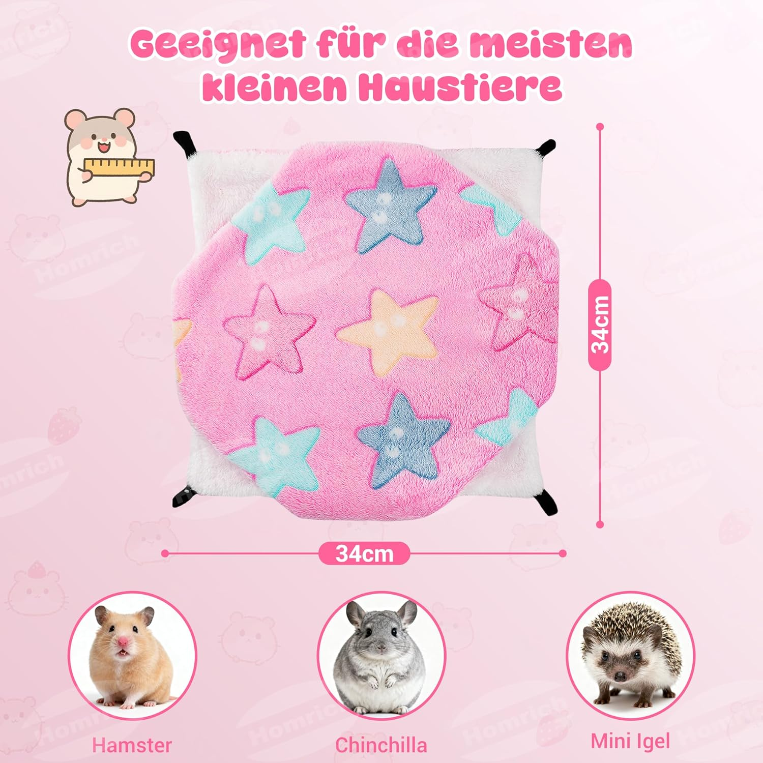 Homrich Guinea Pig Hammock & Guinea Pig Tunnel, Sleeping Mat for Small Animals, Pet Cage Accessories for Hamsters, Rabbits, Guinea Pig, Ferrets, Rats, Rabbit Accessories, Bed Toy image number 2