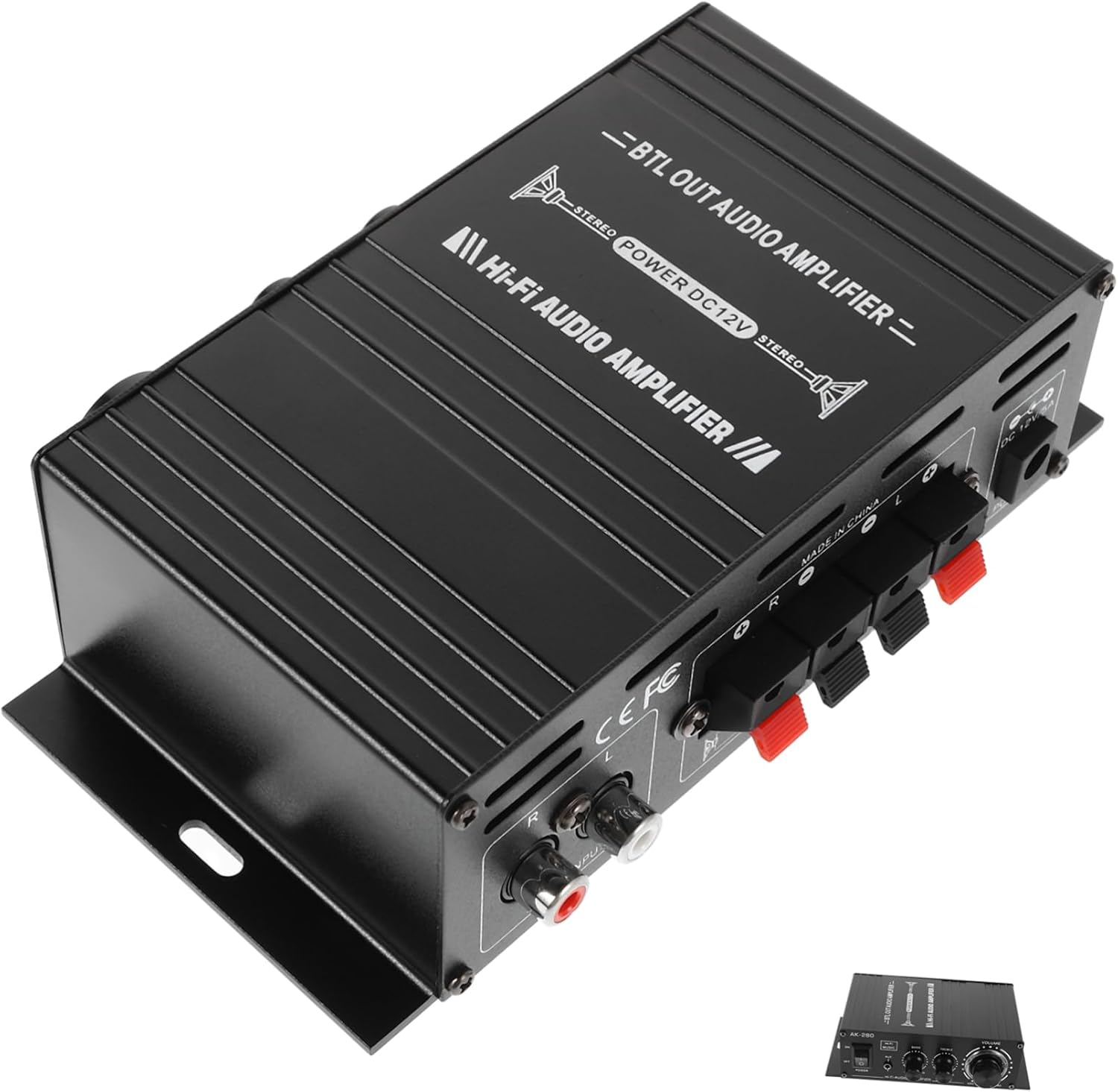 ABOOFAN 12V Mini Amplifier for Speakers Car Audio Amplifier Mp3 Small Speaker Amp for Motorcycle and Home Sound System image number 1