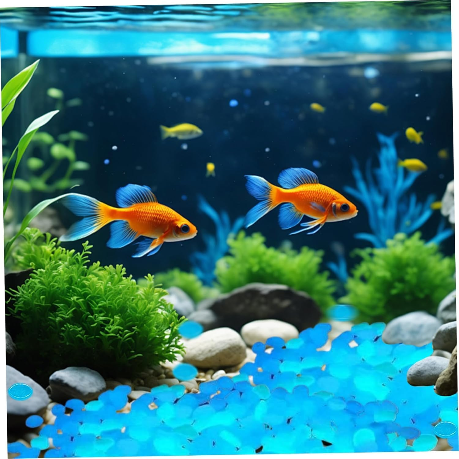 Glow in the Dark Rocks Outdoor Garden Decoration Pebbles, 400 PCS Glow Pebbles Luminous Stones for outside Patio Yard Fish Tank Aquarium Flower Bed Vase Potted Plant Decoration (Blue) - Blue image number 3