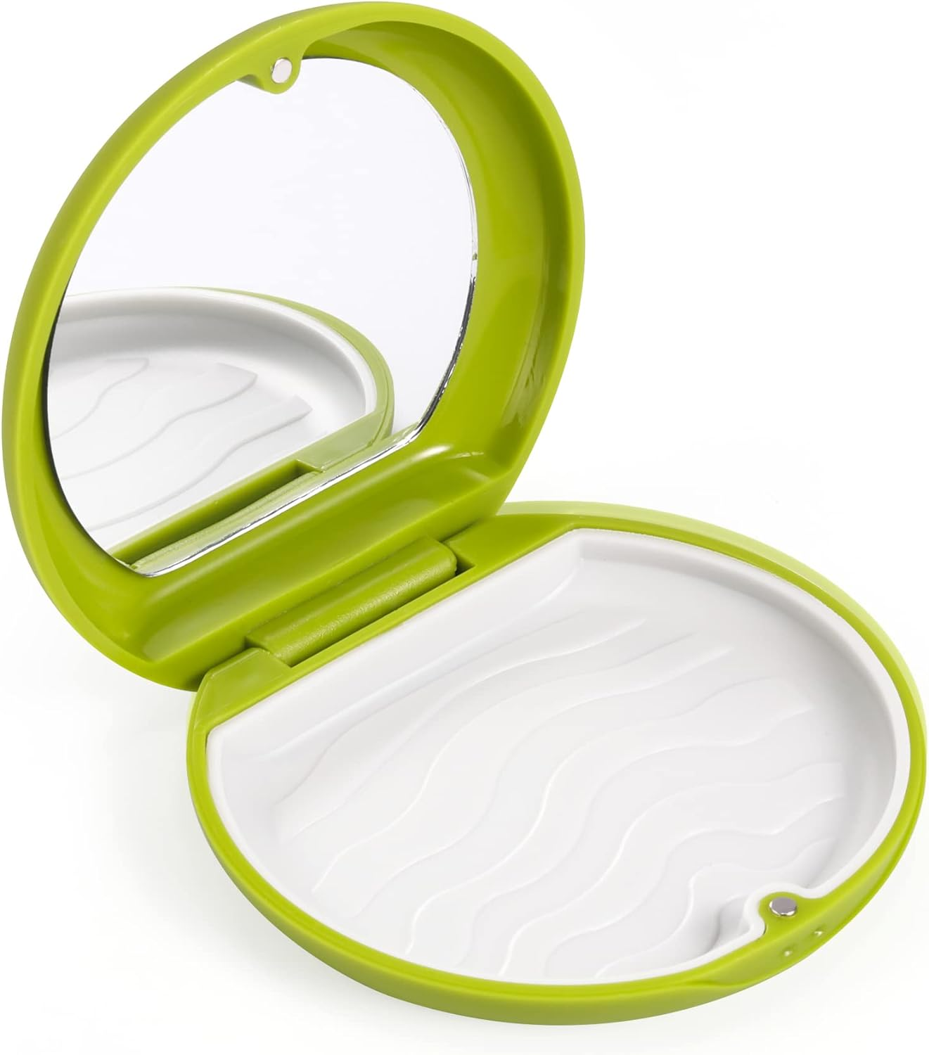 Annhua Retainer Case with Mirror - Slim Magnetic Mouthguard Case with Silicone Textured Liner for Braces and Aligners, Travel Dental Box - Pink