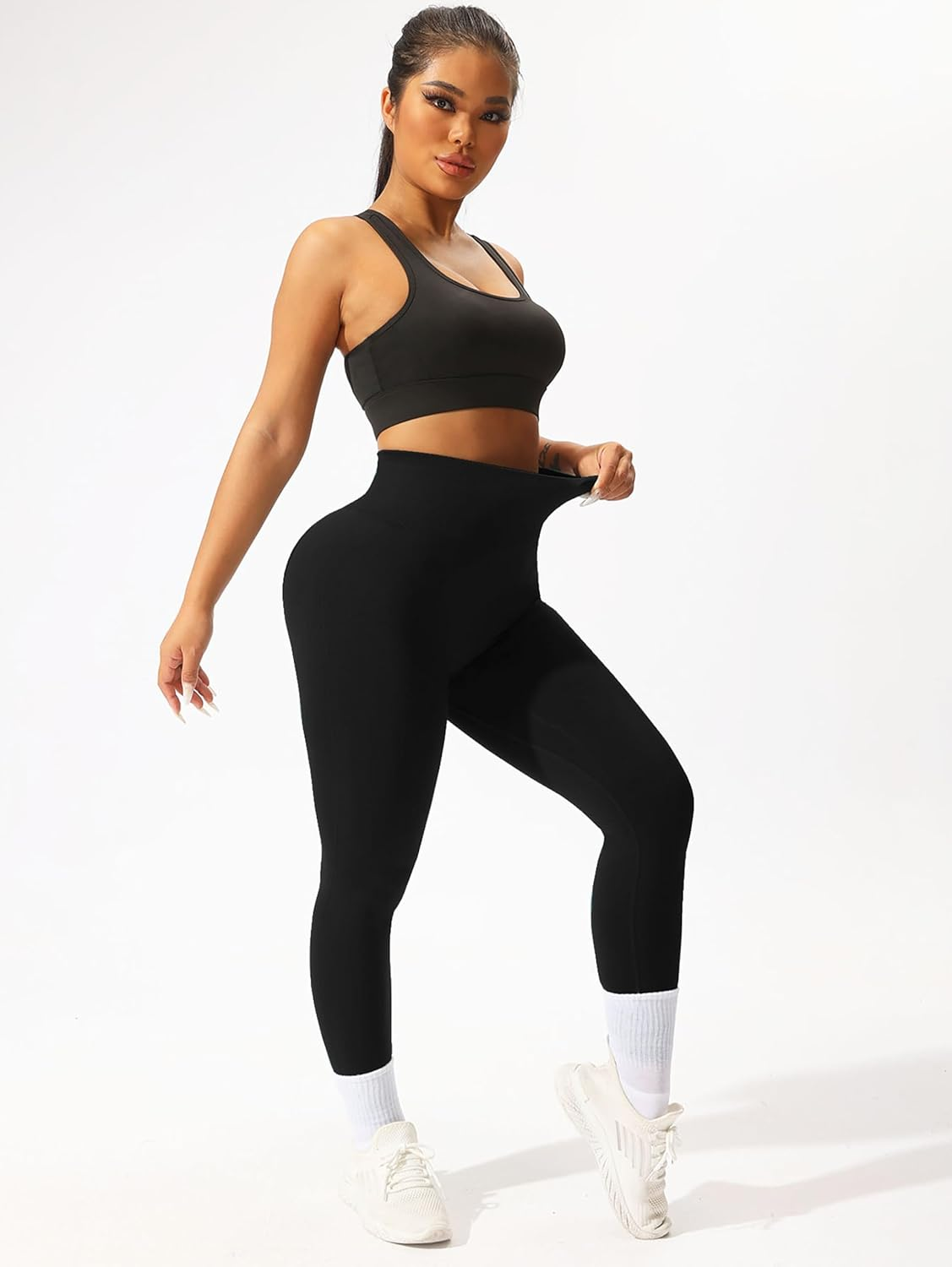 Seamless Butt Lifting Stretchy Leggings for Women High Waisted Gym Yoga Pants Sports Workout Scrunch Booty image number 6