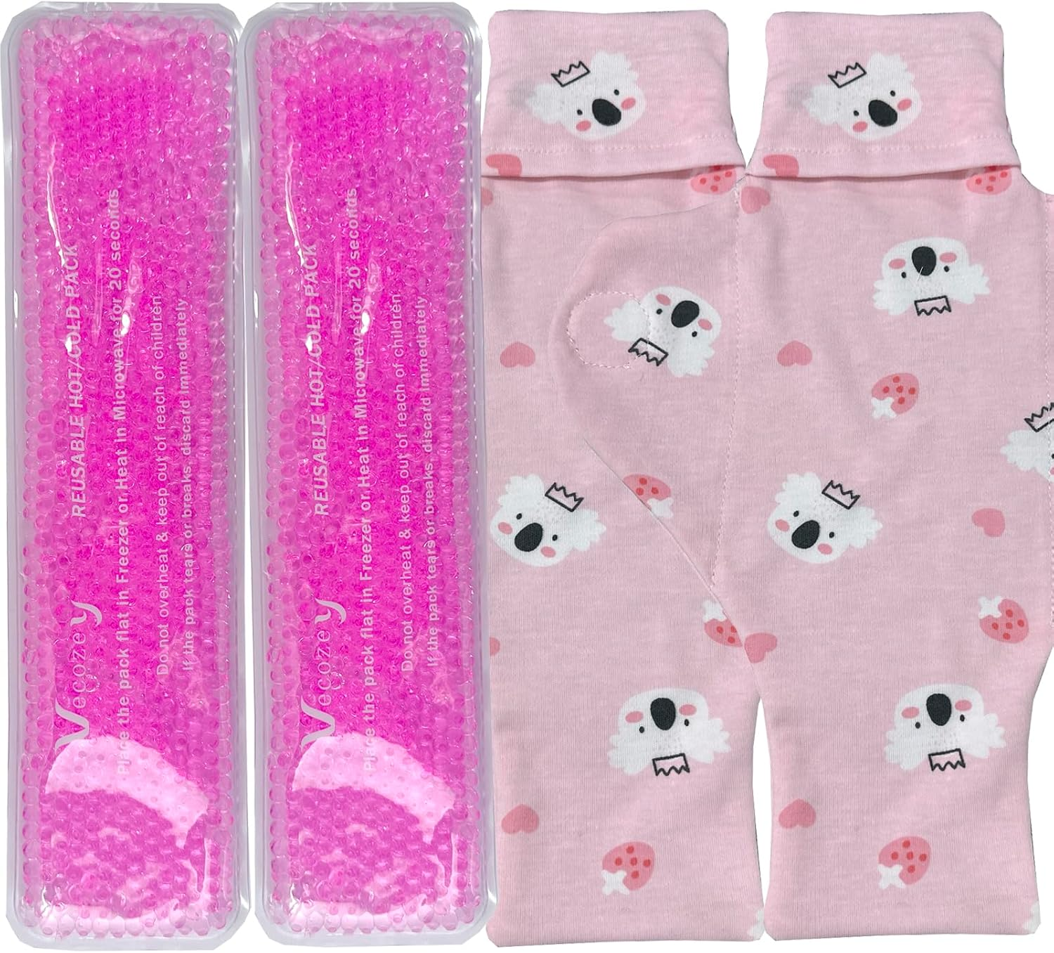 Vecozey 2 Perineal Cold Packs for Maternity Postpartum Care, Reusable Hot & Cold Ice Wraps with Washable Cotton Sleeves for Post Partum & Hemorrhoid Pain Relief, Cooling Pads for Women after Birth image number 6