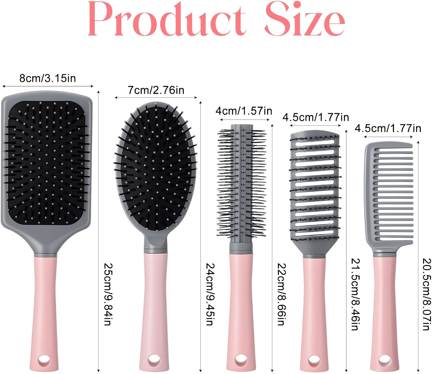Dusaniyali 5 Piece Hair Brush Set Massage Hair Brushes Relaxing Brushes Bristles Comb Anti-Static Hair Brush Styling Brush for Women Men Children All Wet or Dry Hair image number 6
