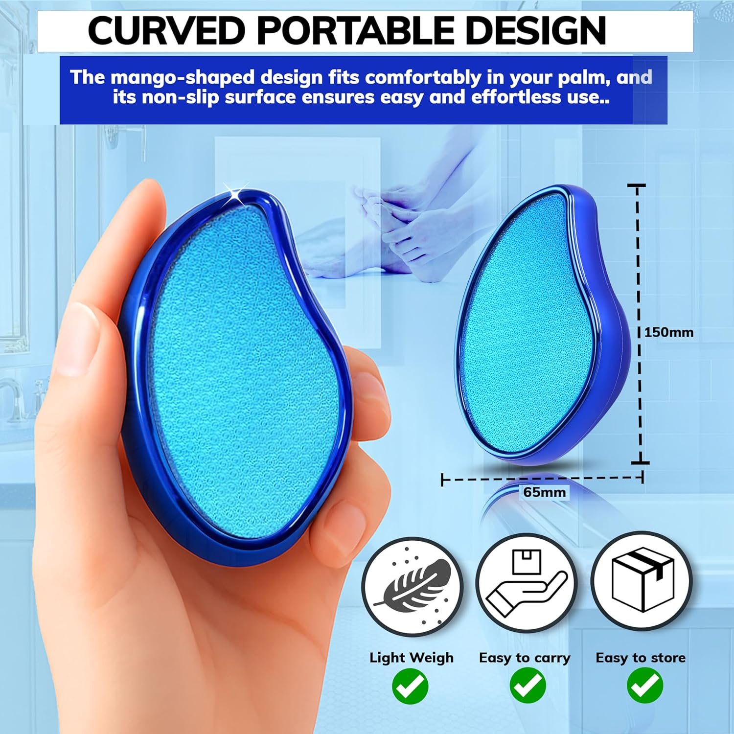 Glass Foot File Callus Remover- Heel Scraper & in Shower Foot Scrubber Dead Skin Remover - Pedicure Foot Buffer for Soft Feet, Nano Glass Foot File for Foot Spa, Home Salon (Pink) image number 3