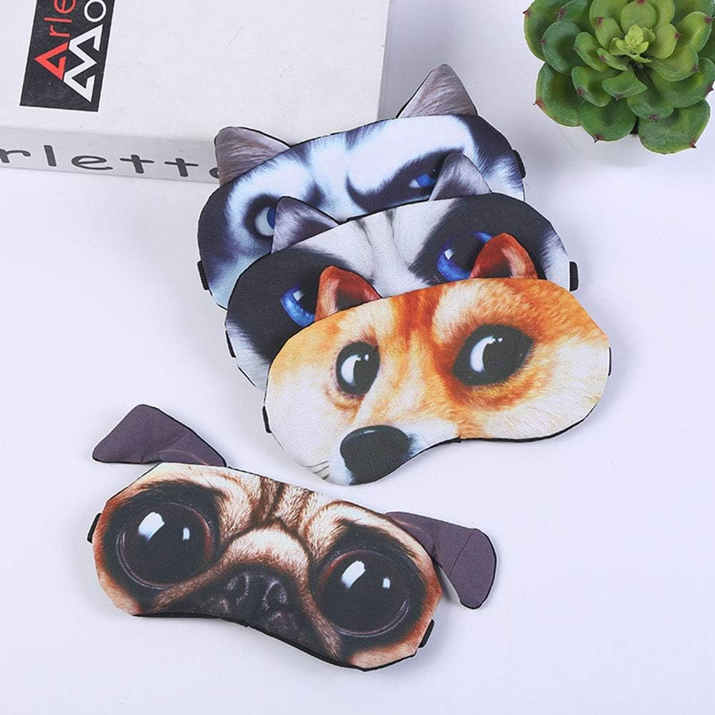 8 Pack Cute Animal Funny Sleep Eye Mask for Sleeping Cat Dog Soft Plush Blindfold Sleep Masks Eye Cover Eyeshade for Kids Girls Men Women Plane Travel Nap Night Sleeping image number 6