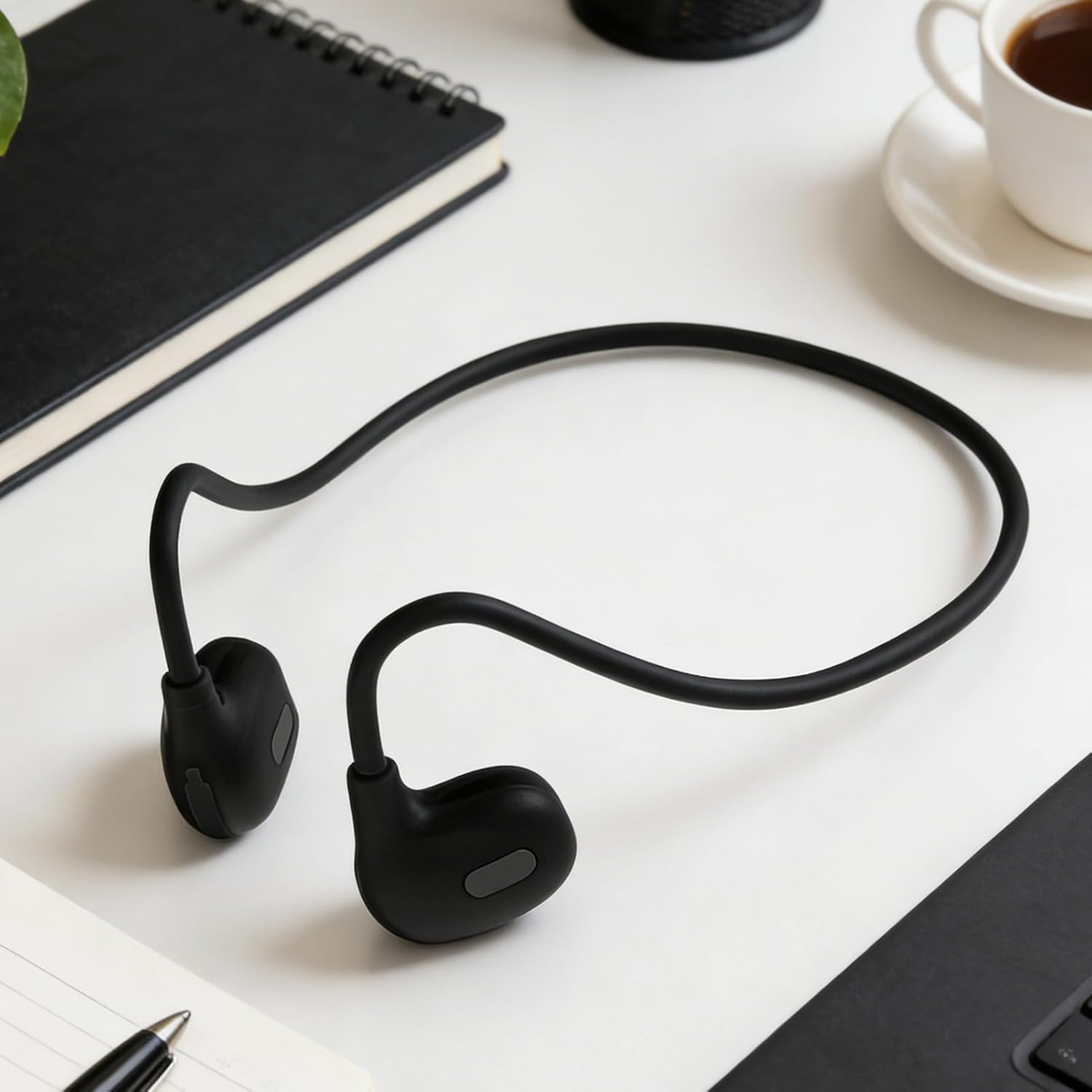 Bone Conduction Earphones | Open Ear Waterproof Earbuds - Sports Headphones - for Workout Gym Fitness Outdoor Travel Commuting Cycling Hiking Training Running - Black image number 2