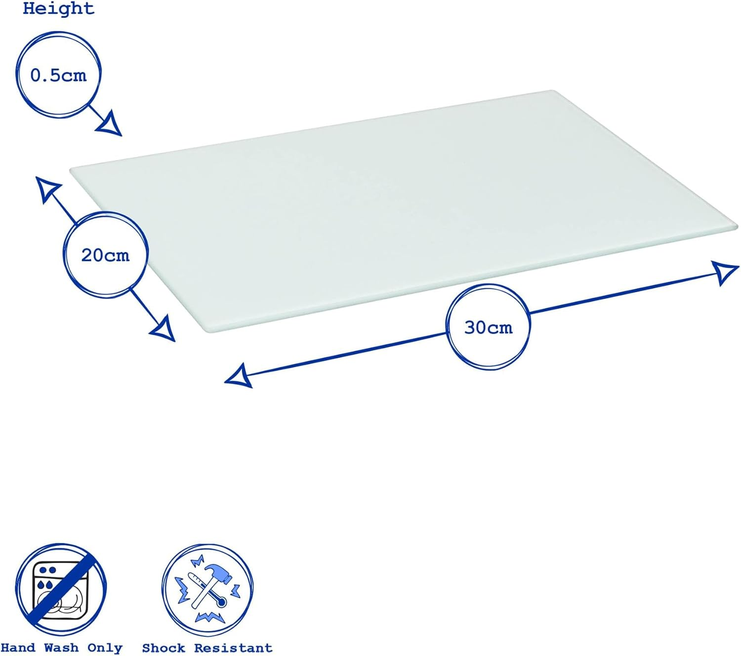 Harbour Housewares Rectangle Glass Chopping Board - 30Cm X 20Cm - Clear - 1X Tempered Heat-Resistant Home Kitchen Worktop Saver Hob Cooker Stove Top Surface Protector Cover Cutting Boards image number 1