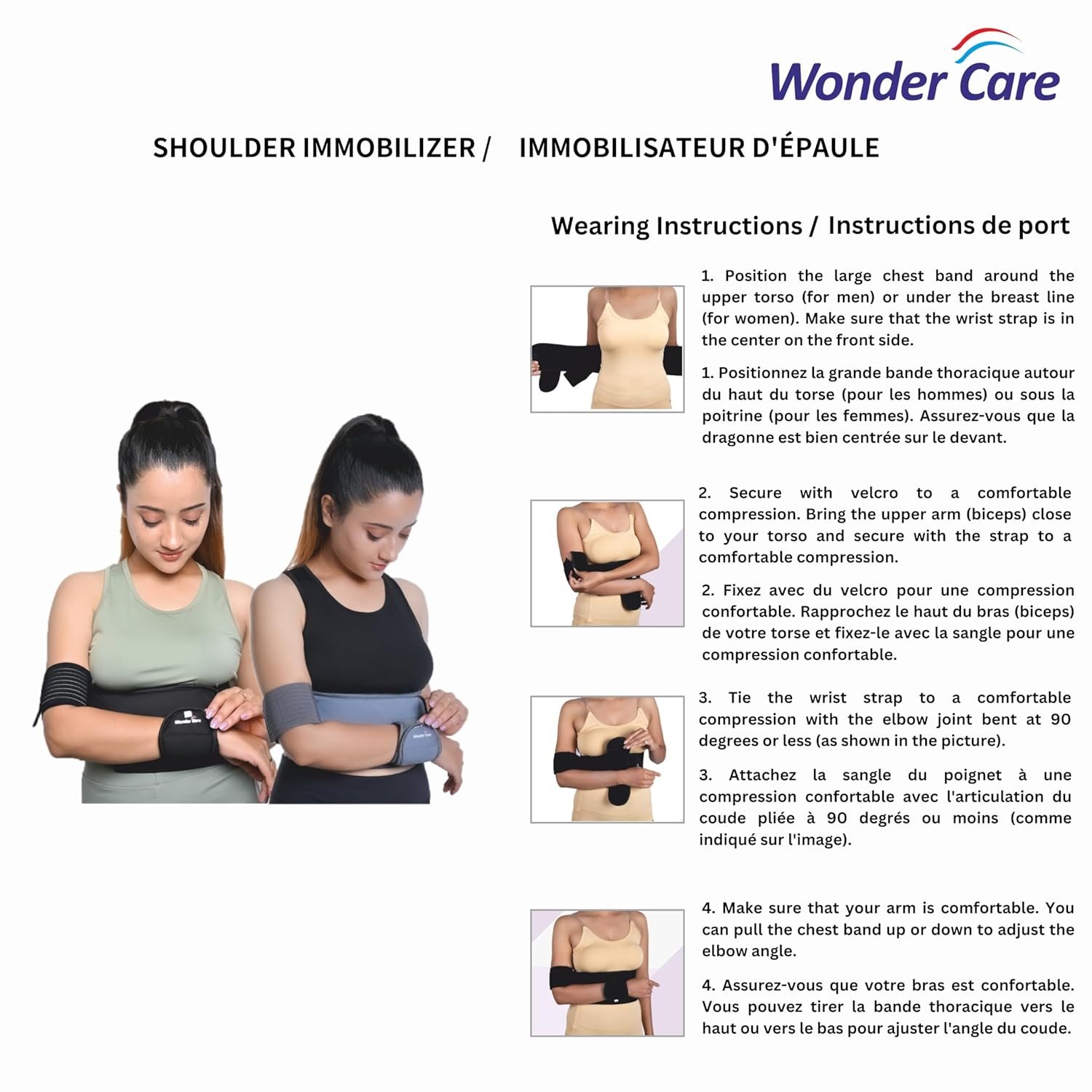 Wonder Care-Left Right Shoulder Immobilizer Arm Sling Elastic Brace for Clavicle Collar Bone Dislocation Subluxation Shoulder Stabilizer Compression Brace after Rotator Cuff Surgery -Uni image number 6