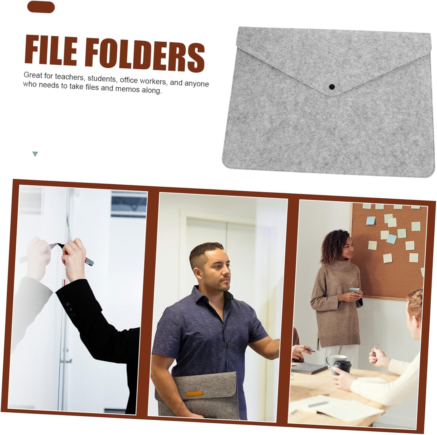 EXAOMBLE Felt Document Bag Folders and Pockets for Storage Portable Office Bills Organizer for Men Safe File Bag for Home and Office Use image number 1