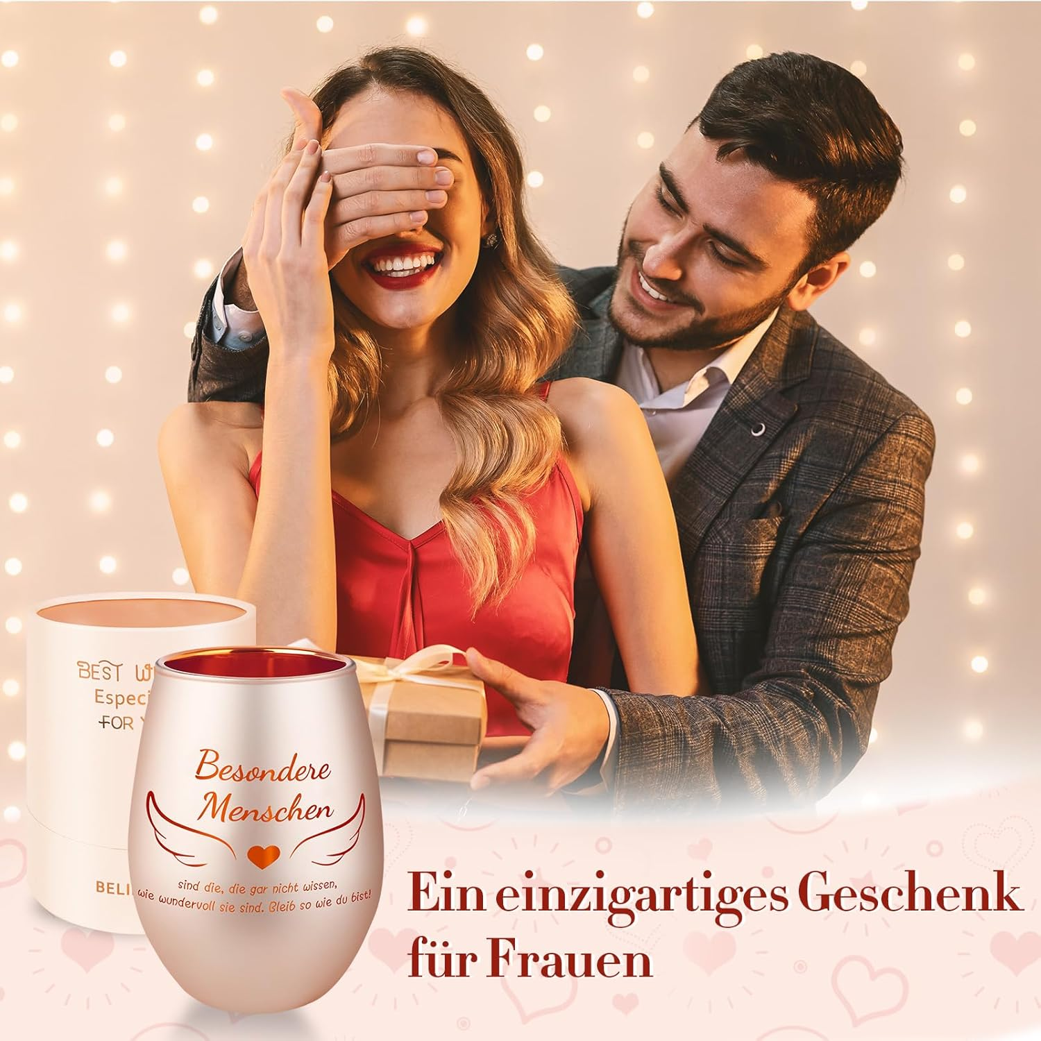 Belillpipi Gifts for Women, Glass Lantern in Rose Gold with Gift Box, Tea Light Holder with Engraving, Special Gift for Birthday, Christmas, Thank You Gift for Colleagues, Teachers image number 5