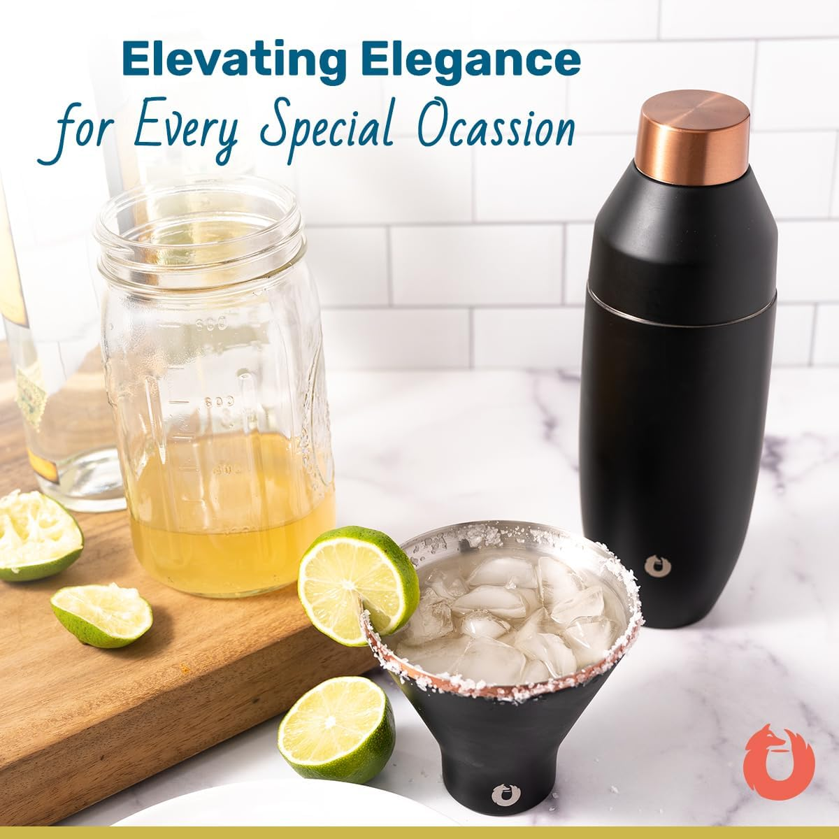 SNOWFOX Premium Vacuum Insulated Stainless Steel Martini Glass -Set of 2 -Martinis Stay ICY Cold -Stemless Cocktail Glasses -Elegant Home Entertaining -Bold Beautiful Barware Set -8 Oz -Black/Gold image number 5