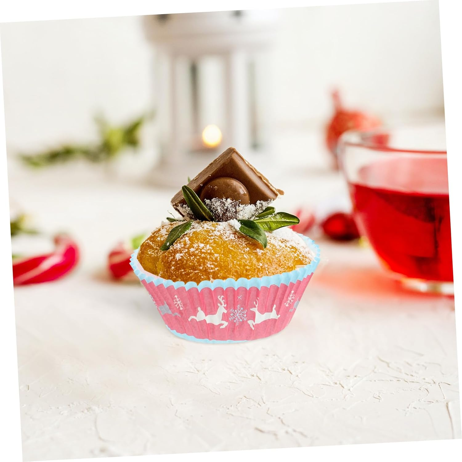 Mikinona Christmas Cupcake Paper Liners 400Pcs Baking Cups Xmas Cupcake Wrappers Food-Grade Baking Paper Suitable for Holiday Party and Birthday Random Style image number 6