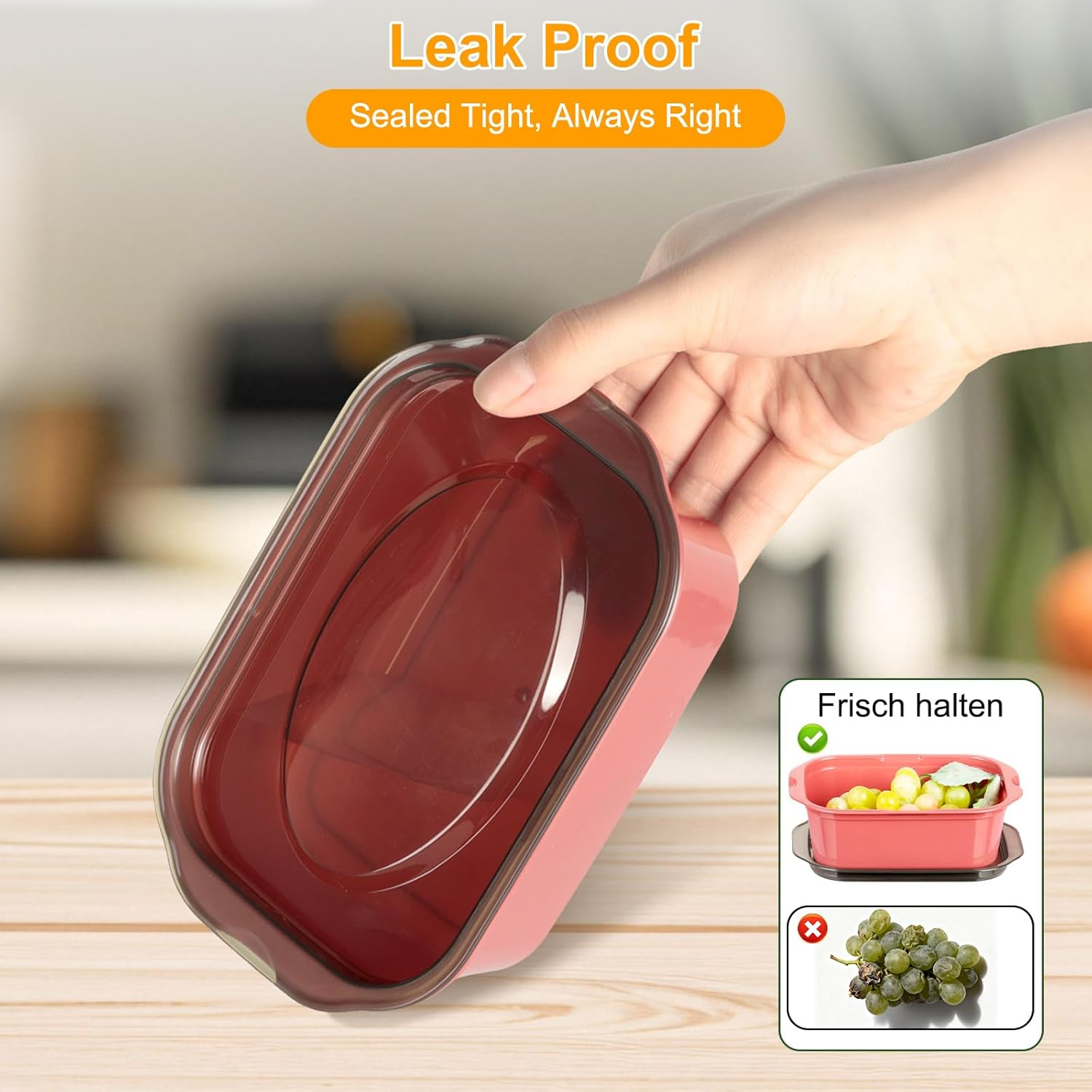 Romon Food Storage Containers with Lid, Pack of 10, 500 Ml, Lunch Box, Airtight Storage Boxes for Meal Prep, Storage Containers, Freezer Containers (Green Red) image number 1