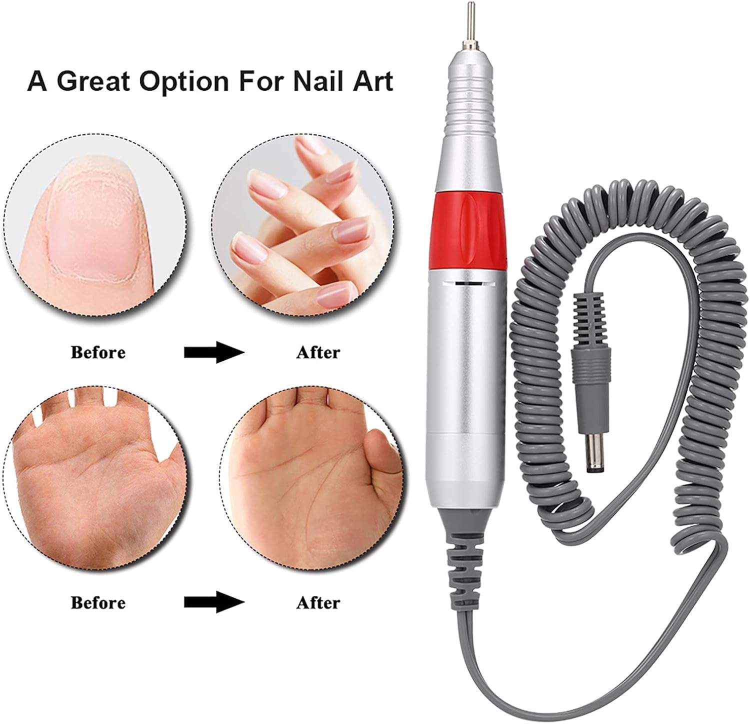 Mingzhe Bestau 30000RPM Electric Nail Drill Pen Nail Drill Handle Handpiece for Manicure Pedicure Machine Accessory Tool - White image number 3