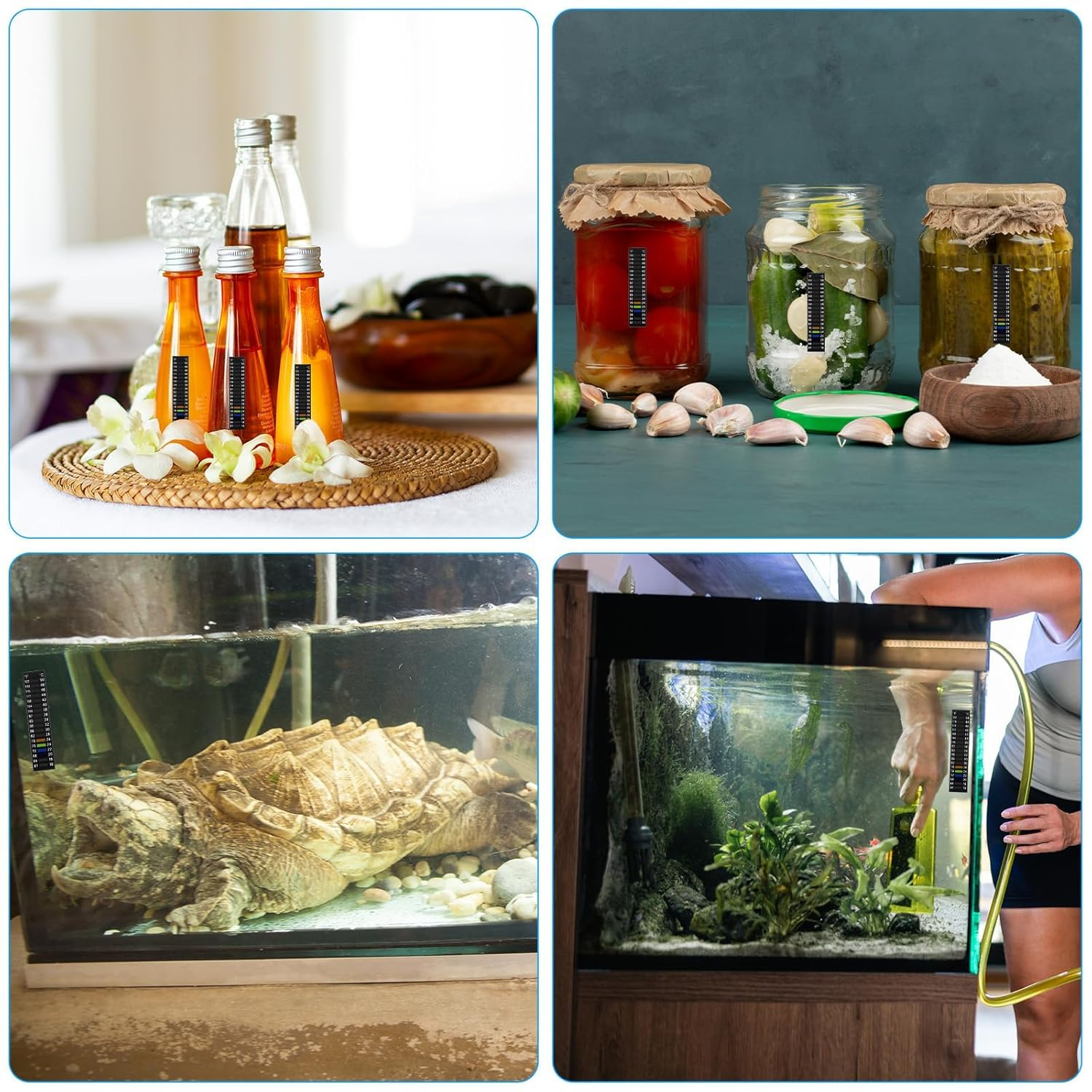 Fish Tank Temperature Gauge Stickers, 6Pcs Stick-On Digital Temperature Thermometer Strip, Adhesive Temperature Sticker Aquarium Thermometer Fish Tank Test Strips image number 4