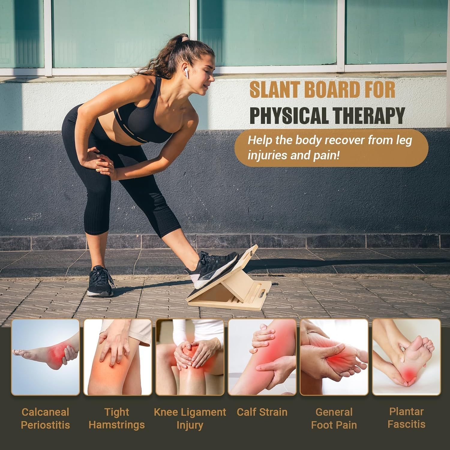 3Rd Gen Adjustable Slant Board for Calf Stretching & Squat Wedge &ndash; Non-Slip Physical Therapy Equipment, Portable Rehab Stretching Board for Flexibility, Recovery & Strength Training image number 3