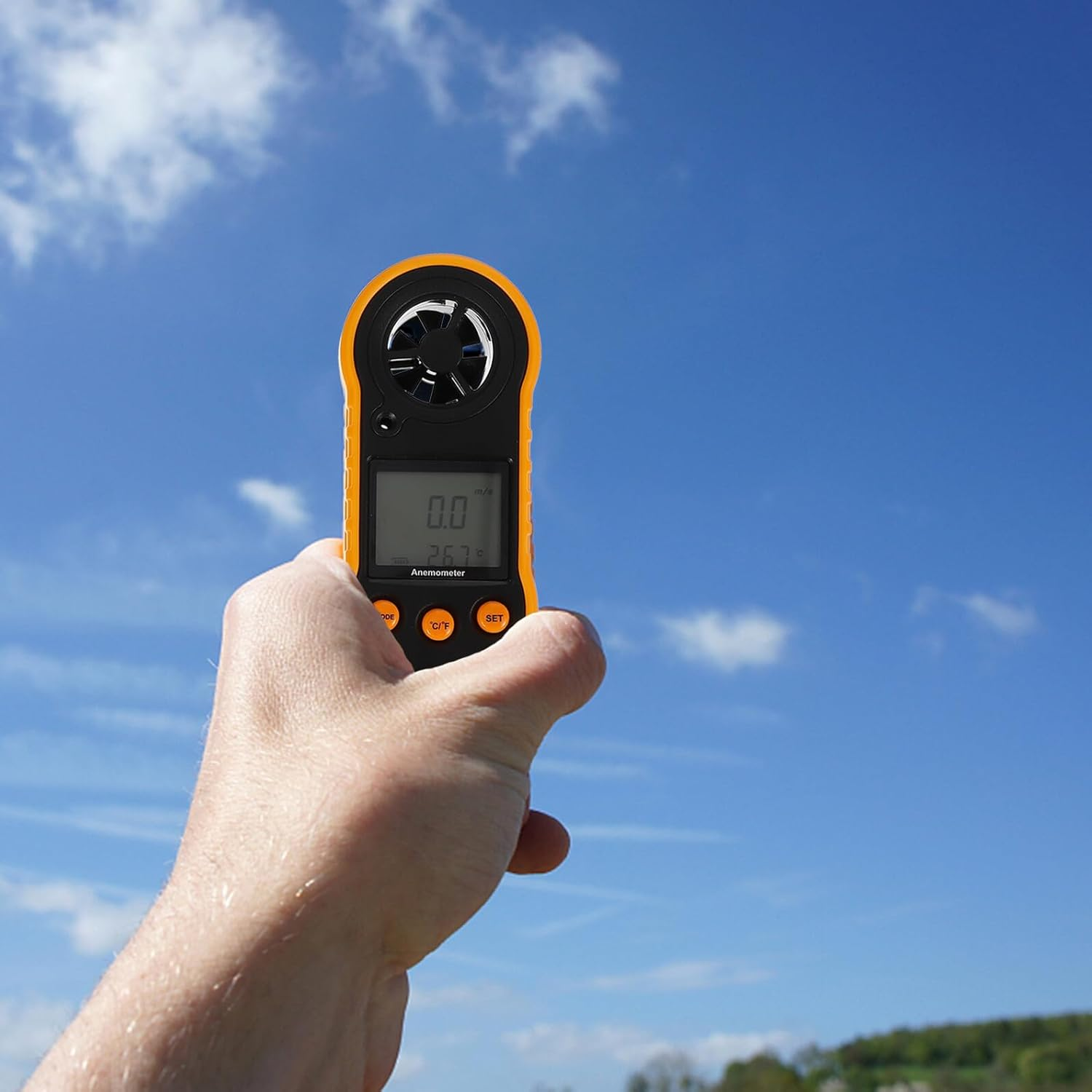 GALPADA Digital Handheld Anemometer Wind Speed with Temperature Monitor Compact Air Gauge for Accurate Airflow Measurement Ergonomic Design Units Wind Velocity Includes Protective Case And image number 2