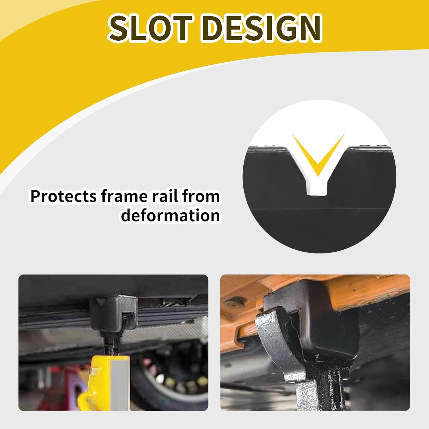 Jack Stand Pads, 4 Pcs 3 Ton Jack Pad Adapter, Universal Rubber Slotted Frame Rail Pinch Welds Protector Pad for Jack Stand Support Lift, Car Accessories for Sedan, SUV and More (Black) image number 4