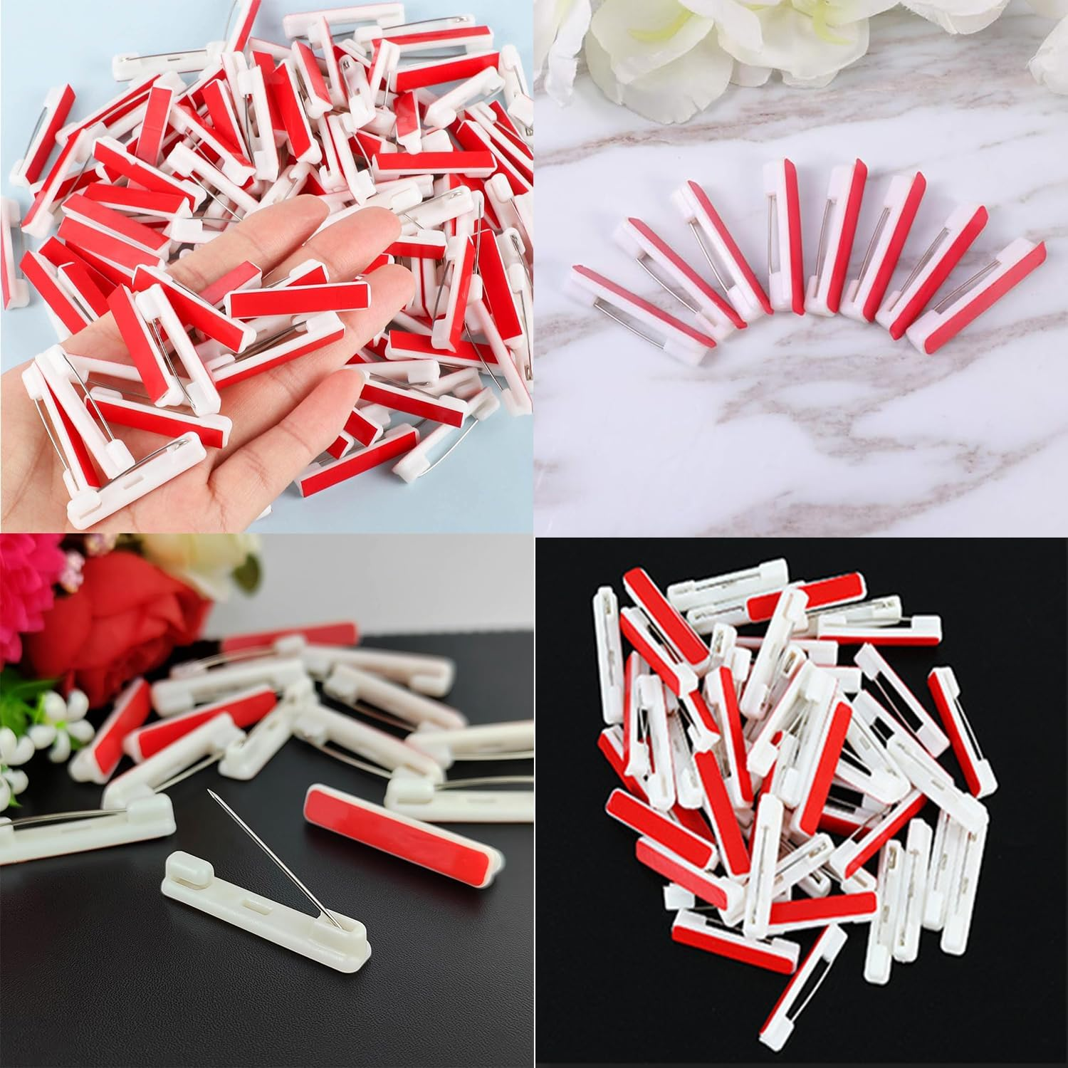 Paifeancodill Safety Pin Bar with Adhesive, 50 Pcs Badge Pin Backs Name Tag Pinswhite Adhesive Safety Pins Back Adhesive Bar Pins for ID Badge Crafting Parts Back Safety Bar Pins Best Name Tag Pins image number 2