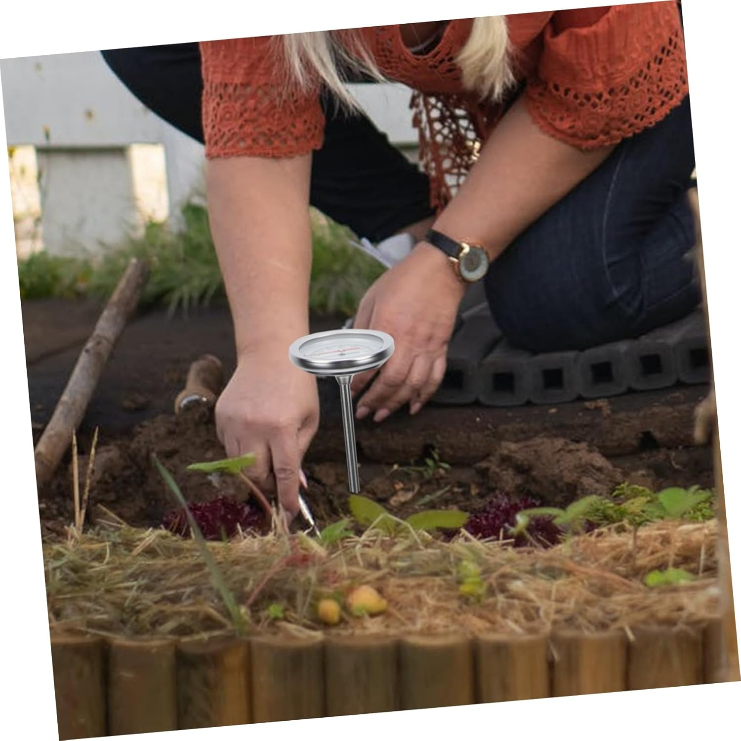 Balacoo Stainless Steel Compost Thermometer Probe with Scale Soil Temperature Gauge for Gardening Accurate Measurement C to C image number 4