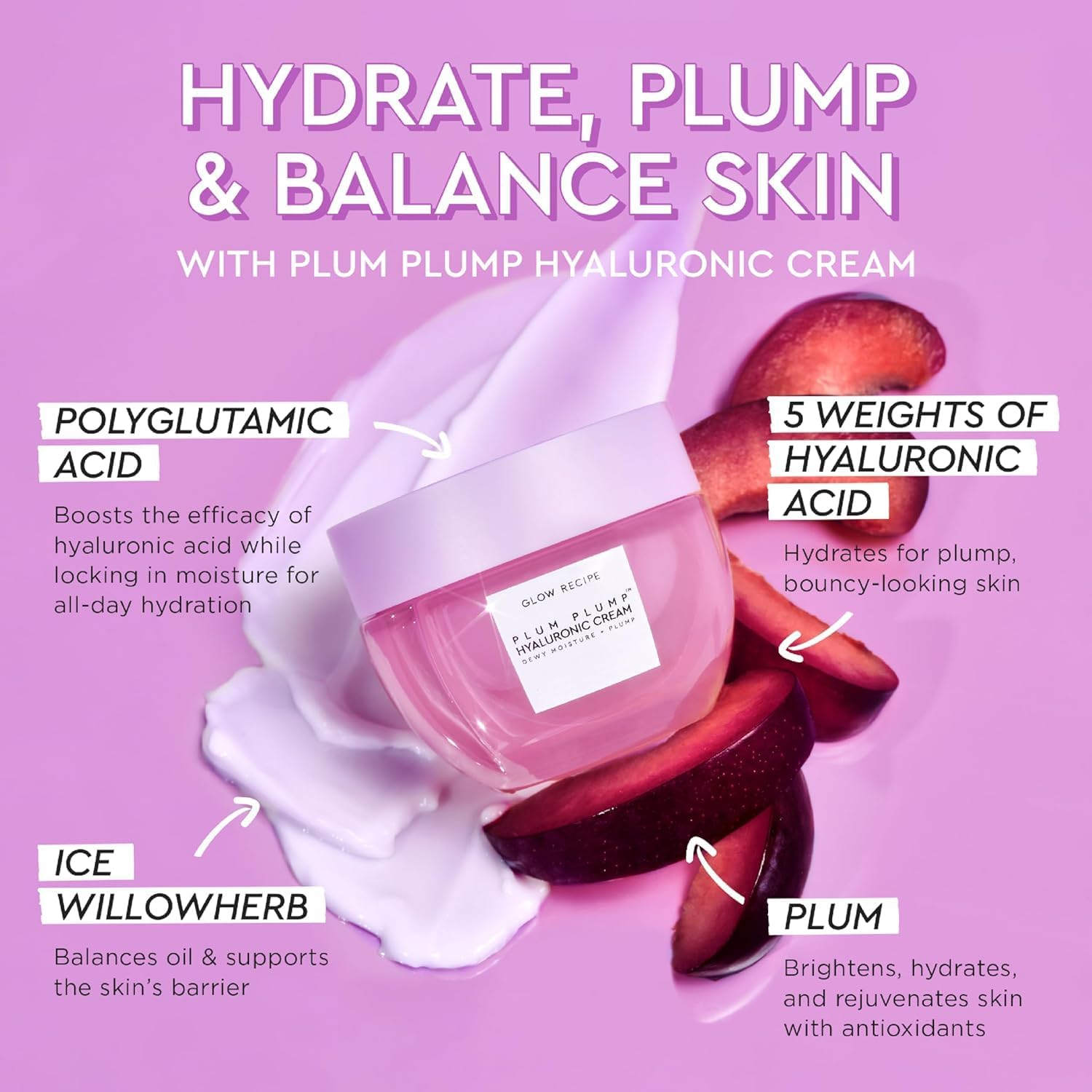 Glow Recipe Hydration Vacation Skincare Set - Plum Plump Hyaluronic Acid Moisturizer + Face Serum - Made with Antioxidant Plum & Vitamin B5 to Repair Skin Barrier and Improve Hydration (2 Count) image number 3