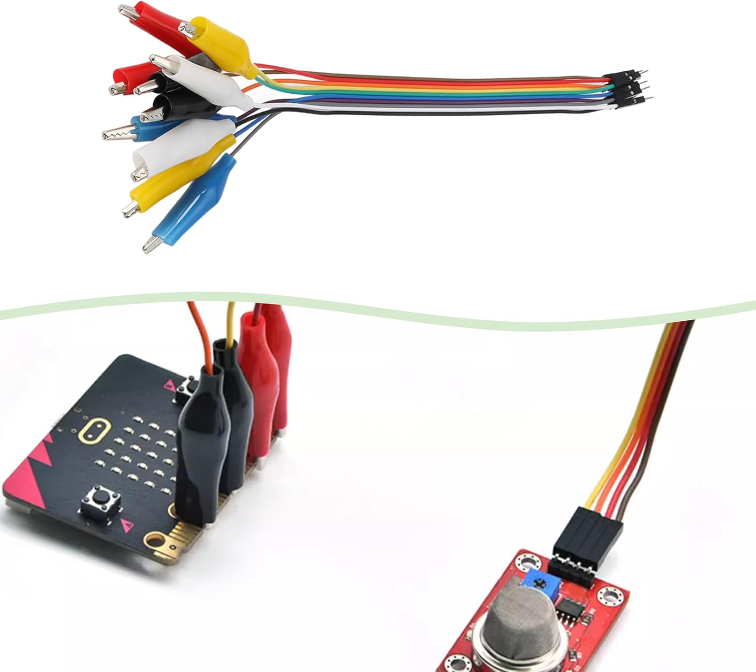 VGOL 4PCS Crocodile Clip D-Upont Cable Connector Socket 10 Pin Jumper Wire Male to Alligator Clip Wire Length 17.5Cm for Electronic Experiment