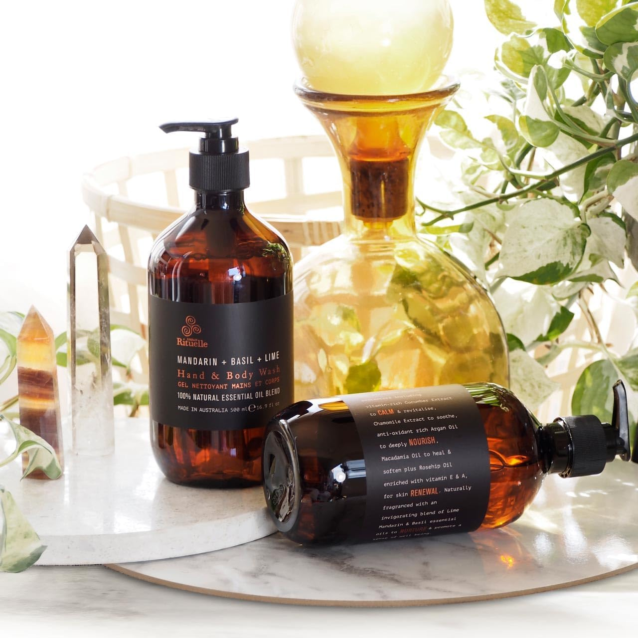 Urban Rituelle Equilibrium Hand & Body Wash, 500Ml - Cleanser with Mandarin, Basil & Lime with Chamomile, Cucumber, Argan & Rosehip Oils, Gently Purifies, Revitalises & Nourishes Skin image number 2