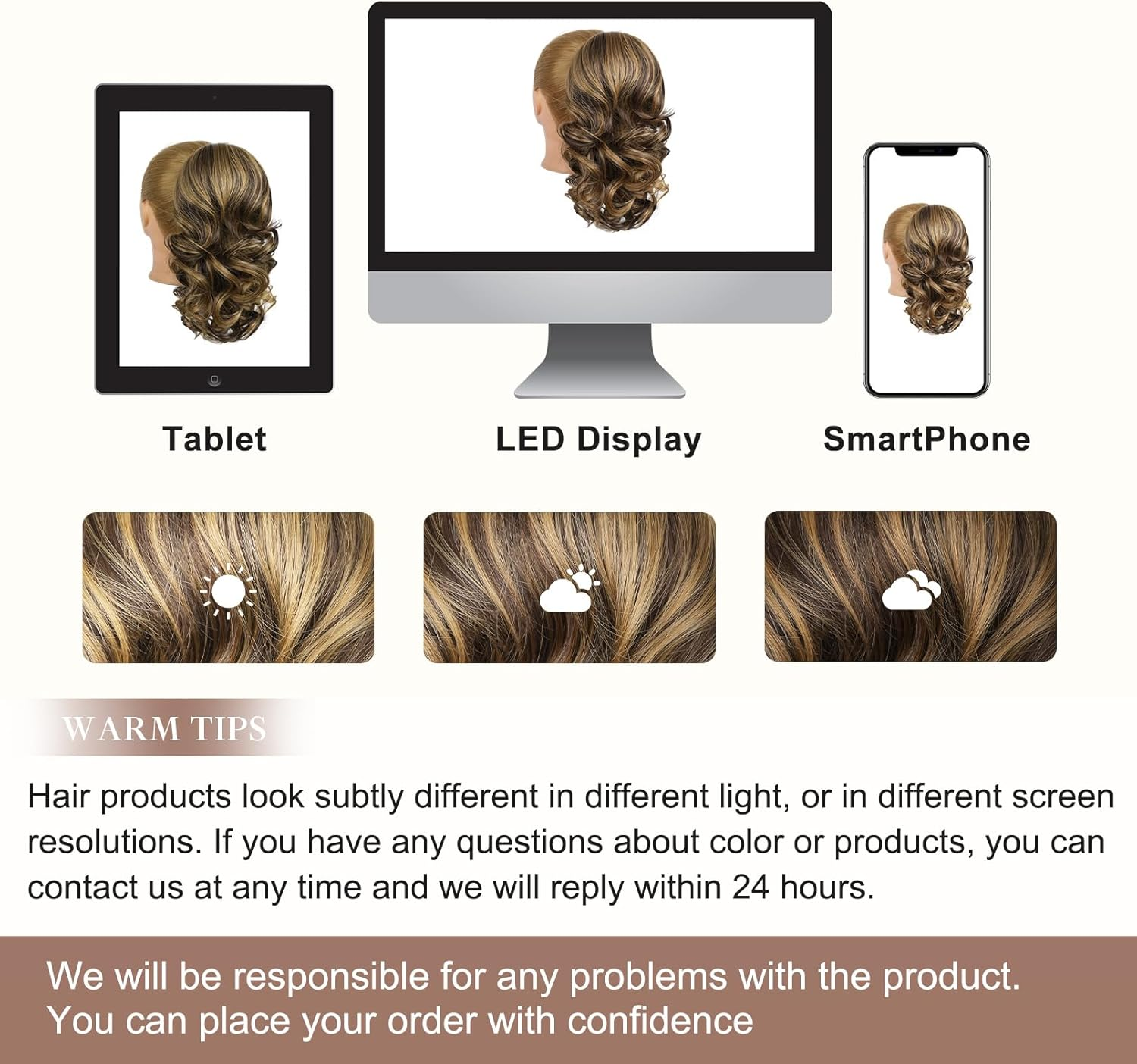 Flufymooz Ponytail Extension, 14 Inch Short Drawstring Ponytail Hair Extension for Women, Soft Synthetic Pony Tails Hairpiece for Women (Chocolate Brown with Medium Blonde) image number 7