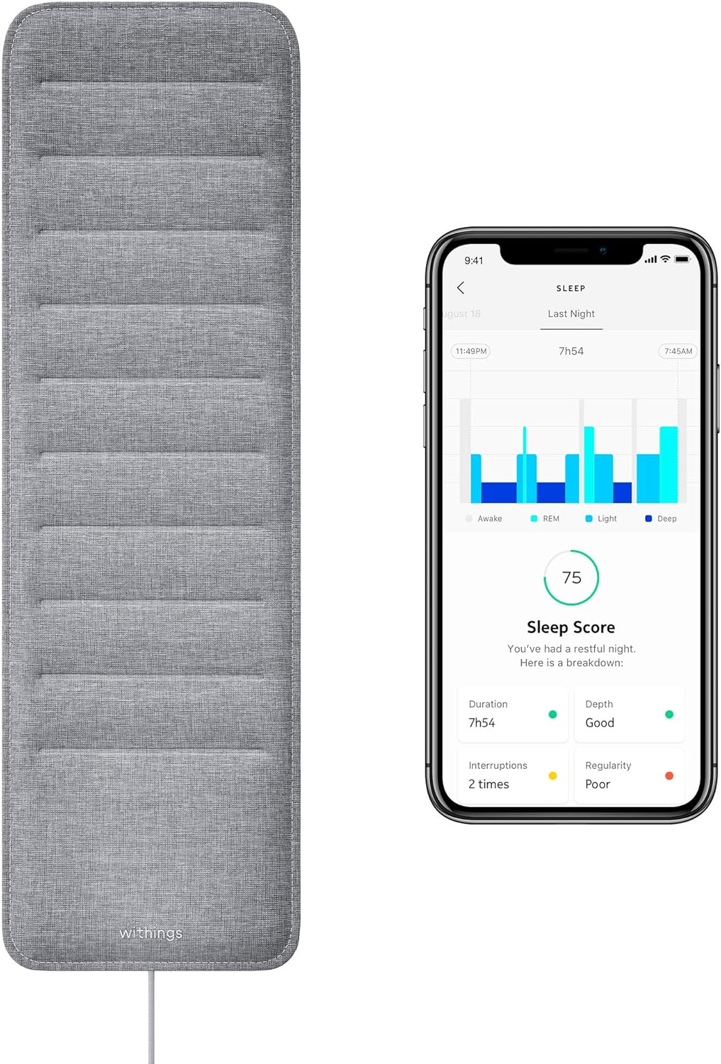 Withings Sleep Tracking Mat, Grey
