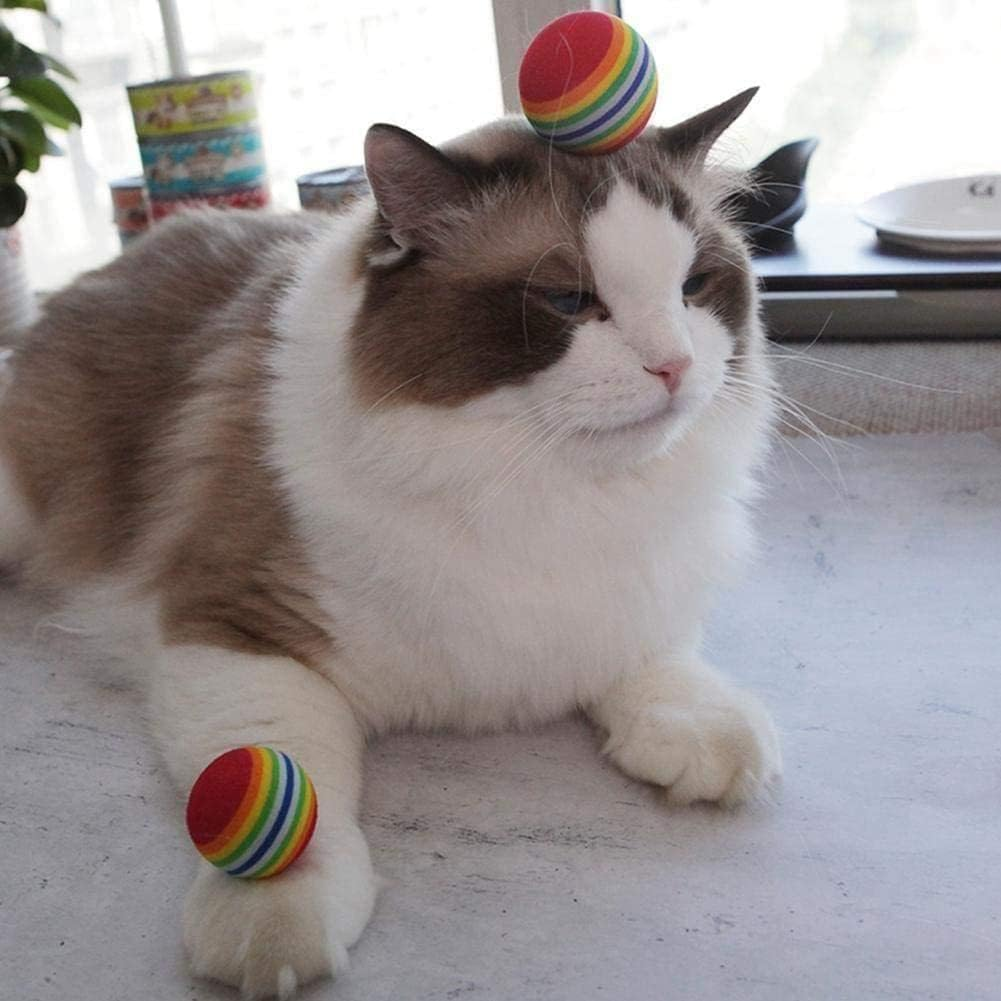 Pet Ball Rainbow Stripe EVA Sponge Floating Ball Swing Golf Club Beginner Kitten Training Practice Pets Supplies Cats Aids for Pet Keep Face Kitten Balloons Cats Cats Kit Cage Practice Cage 25