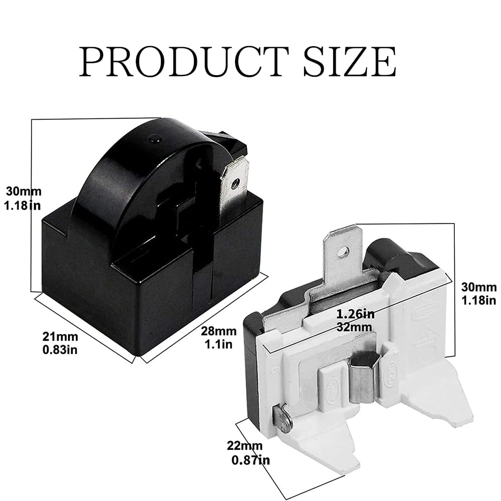QP-02-4.7 PTC Refrigerator Start Relay,1 Pin Refrigerator Starter Relay and 1Pcs Refrigerator Overload Protector 1/2HP, Mini Refrigerator Parts Compatible with LG Refrigerator Compressor image number 5