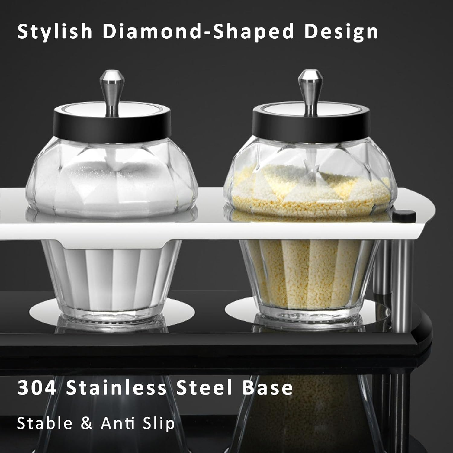 RAXCO Glass Condiment Containers Set,Spice Containers with Adjustable Spoons,250Ml Sugar Salt Container Kitchen Accessories image number 3