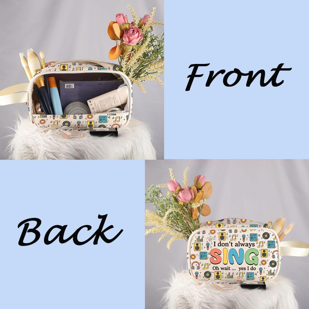MNIGIU Funny Singer Gift Music Lover Gift I Don'T Always Sing Oh Wait Yes I Do Clear Cosmetic Bag Music Teacher Gift, Yes I Do Bag image number 3