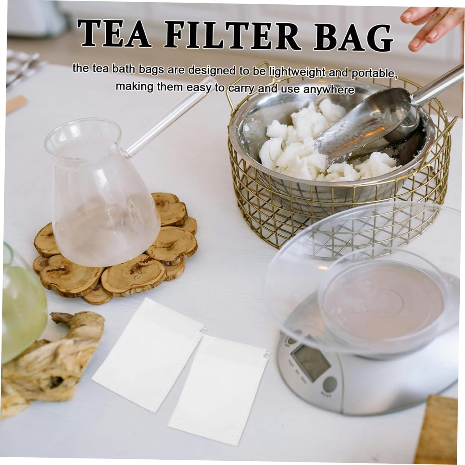 100Pcs Empty Loose Tea Bags Reusable Drawstring Tea Filters for DIY Leaves Sachets Kitchen Spice Storage image number 1